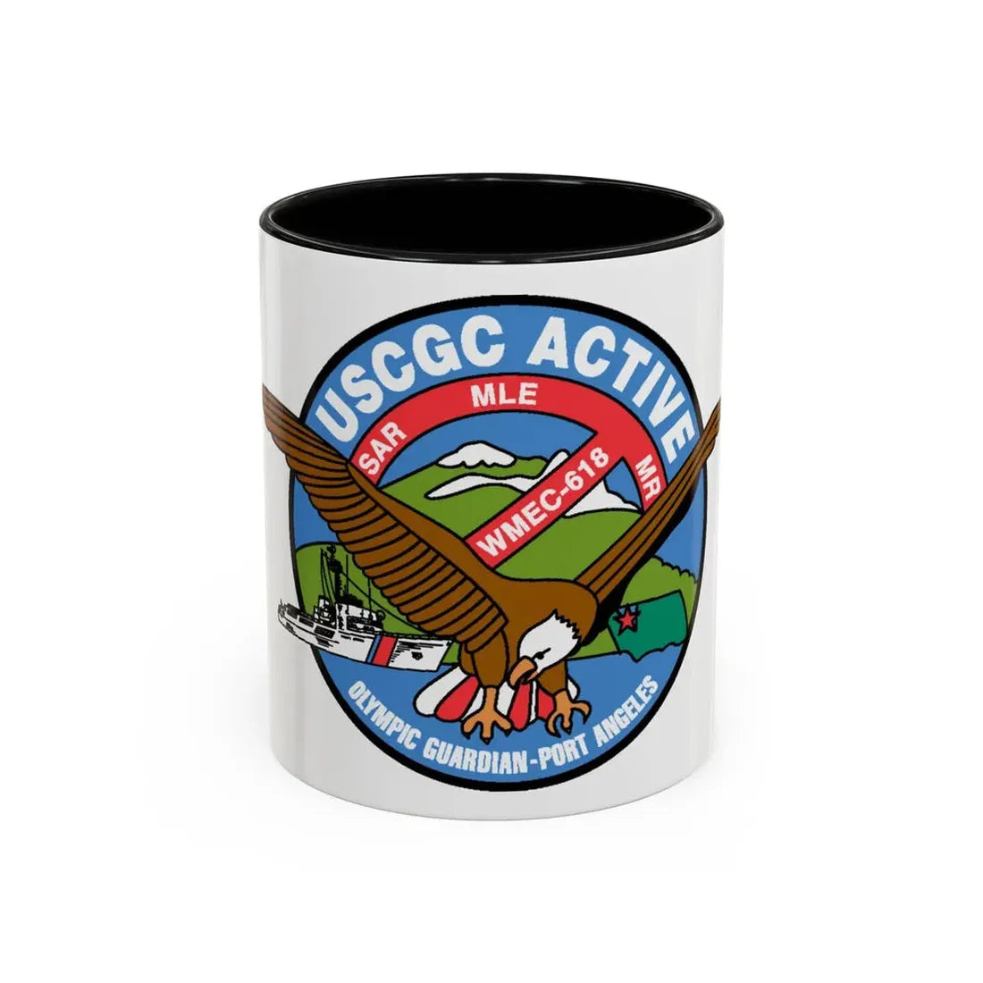 USCGC Active WMEC 618 (U.S. Coast Guard) Accent Coffee Mug 11oz Black - Go Mug Yourself