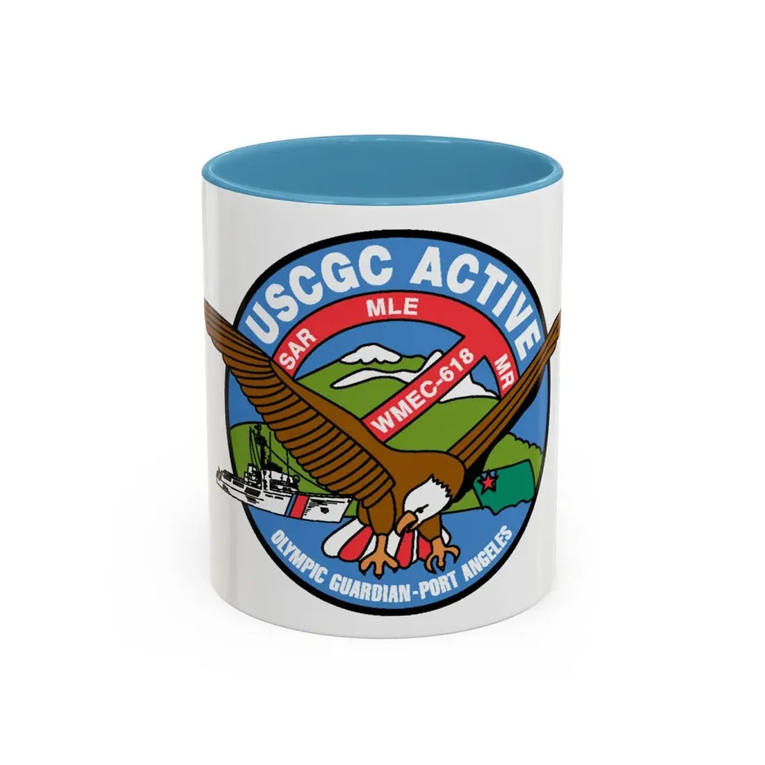USCGC Active WMEC 618 (U.S. Coast Guard) Accent Coffee Mug 11oz Light Blue - Go Mug Yourself