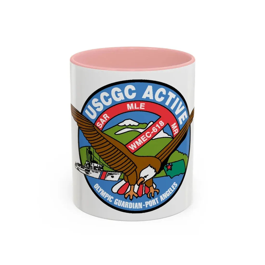 USCGC Active WMEC 618 (U.S. Coast Guard) Accent Coffee Mug 11oz Pink - Go Mug Yourself