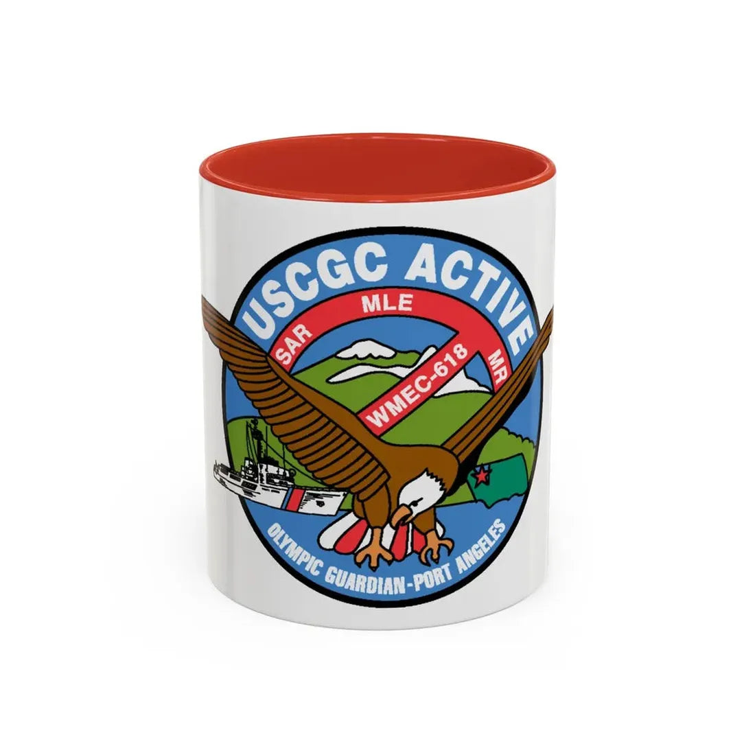 USCGC Active WMEC 618 (U.S. Coast Guard) Accent Coffee Mug 11oz Red - Go Mug Yourself