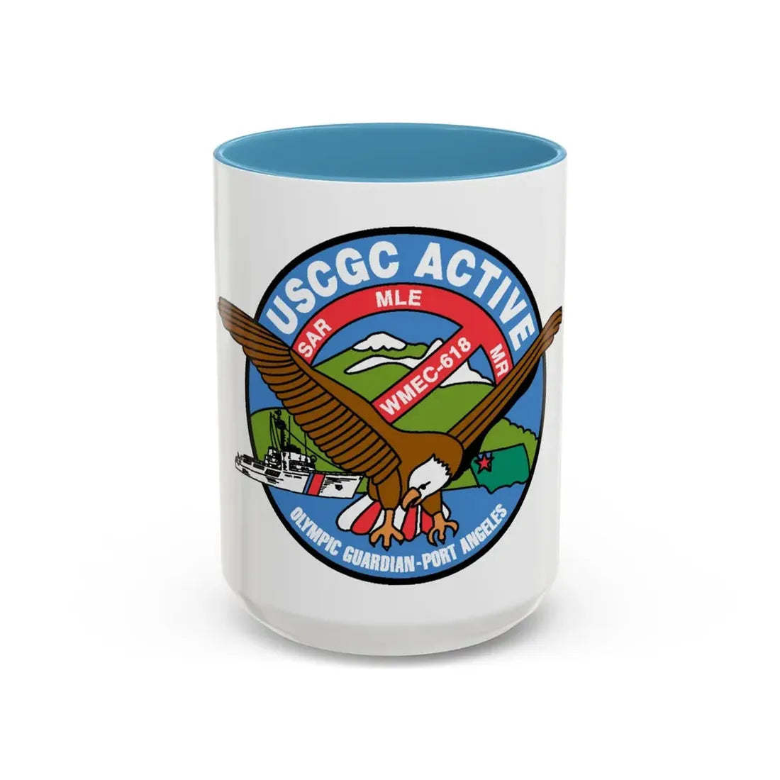 USCGC Active WMEC 618 (U.S. Coast Guard) Accent Coffee Mug 15oz Light Blue - Go Mug Yourself
