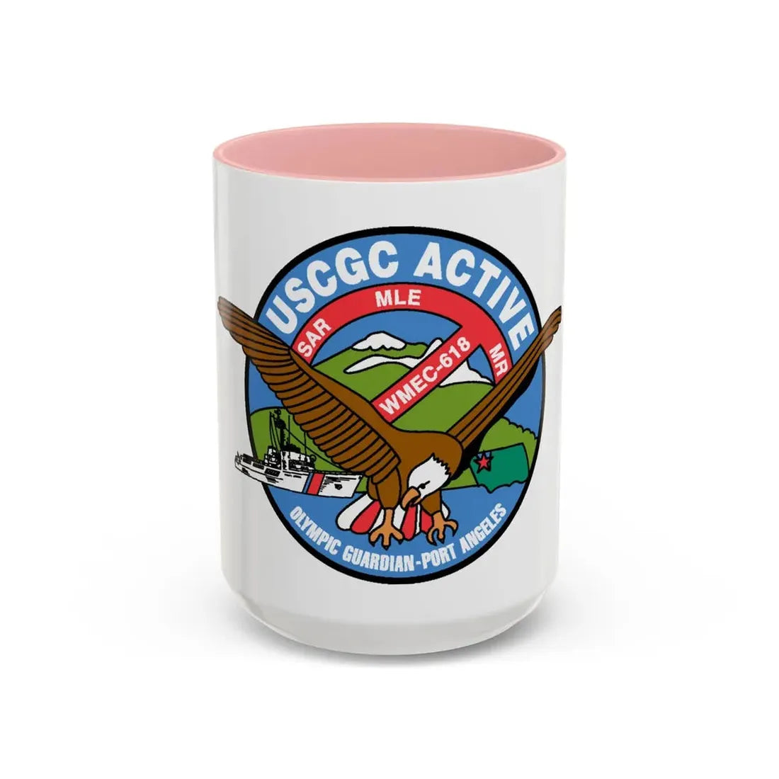 USCGC Active WMEC 618 (U.S. Coast Guard) Accent Coffee Mug 15oz Pink - Go Mug Yourself