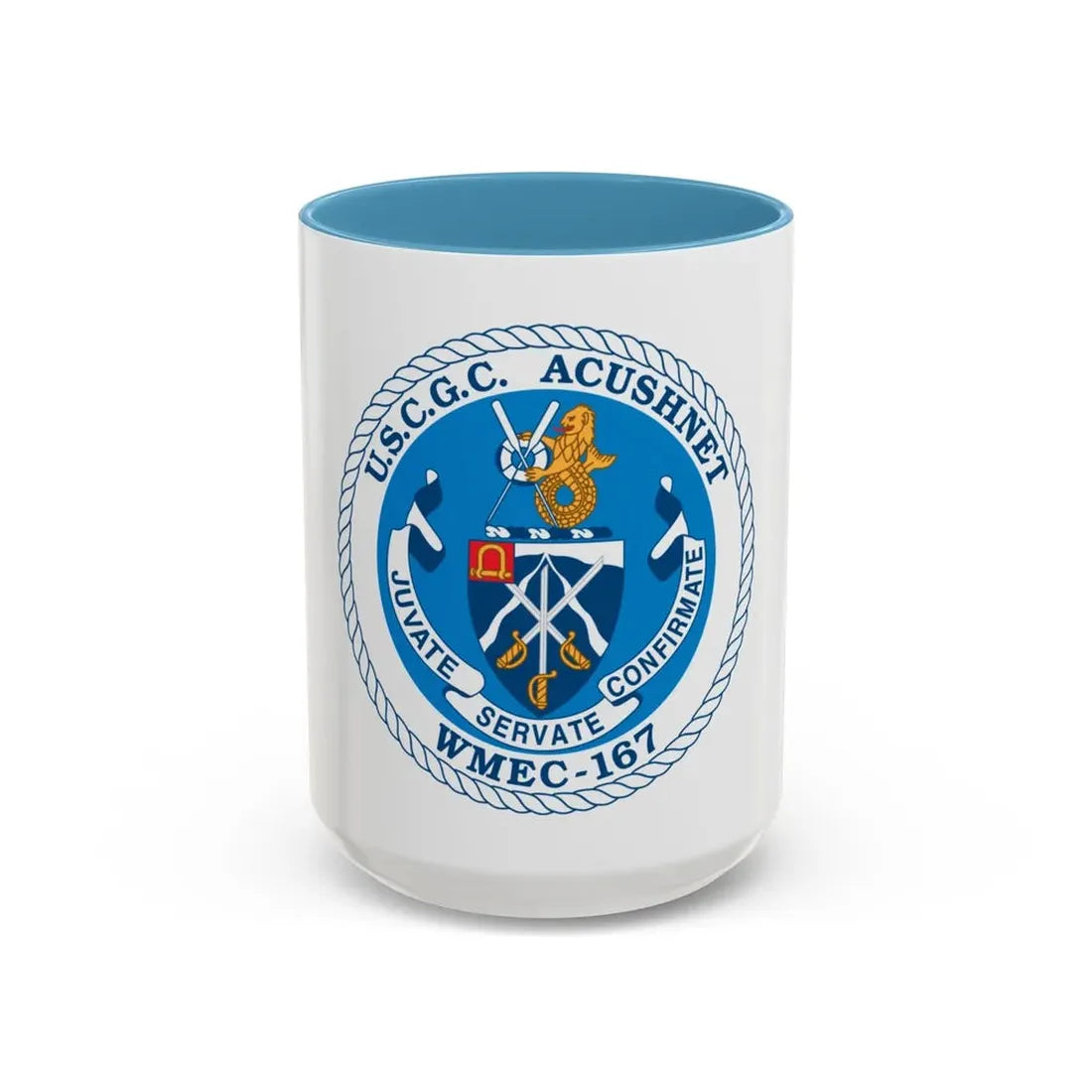 USCGC Acushnet WMEC 167 (U.S. Coast Guard) Accent Coffee Mug 15oz Light Blue - Go Mug Yourself