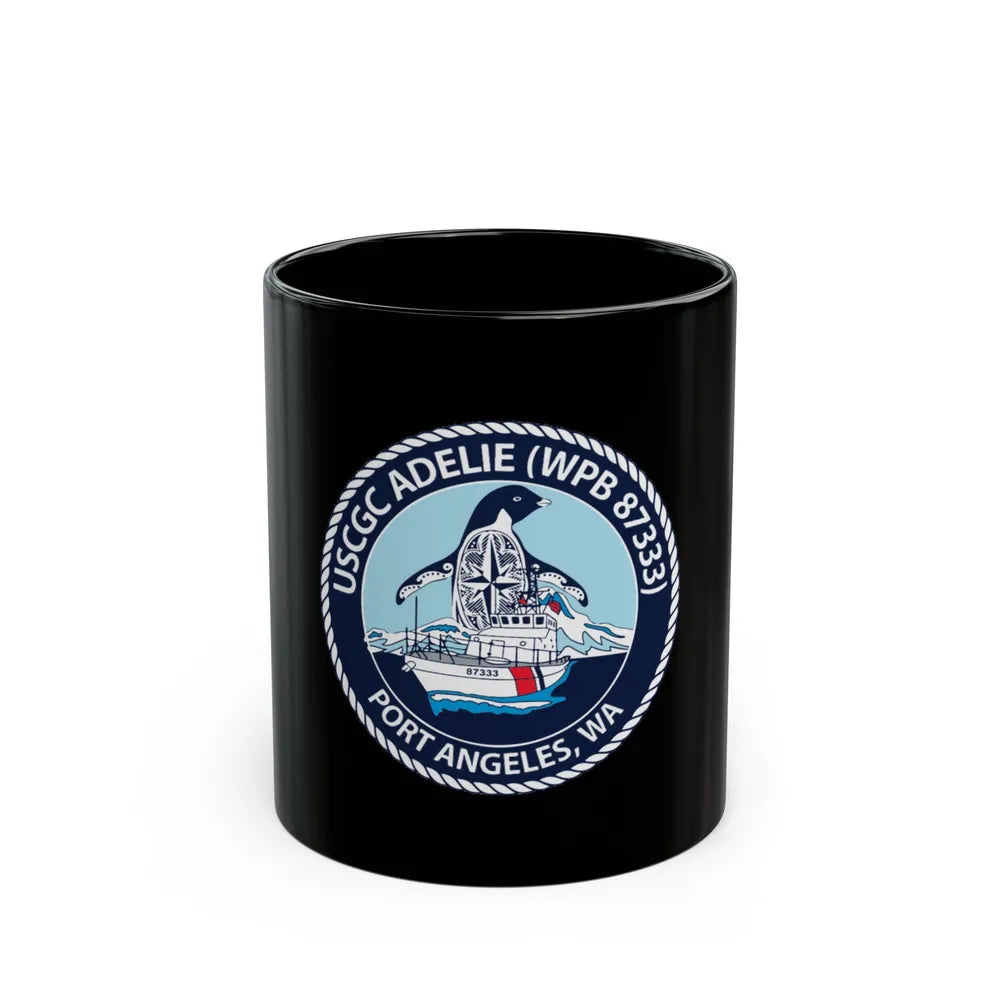 USCGC Adelie (U.S. Coast Guard) Black Coffee Mug-11oz-Go Mug Yourself