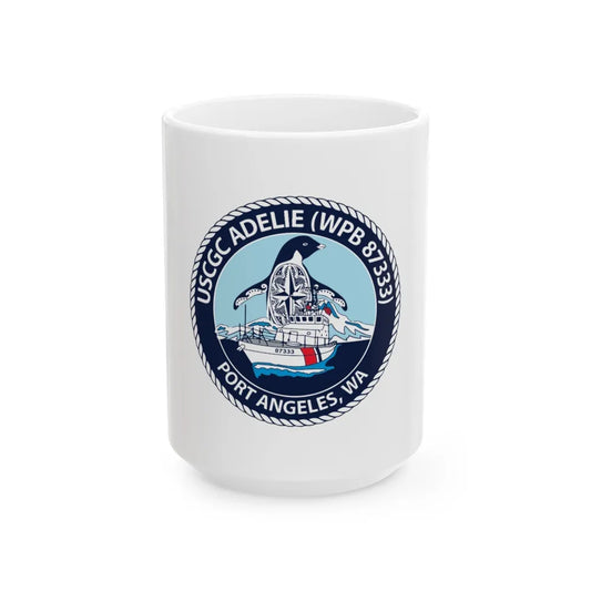 USCGC Adelie (U.S. Coast Guard) White Coffee Mug-15oz-Go Mug Yourself