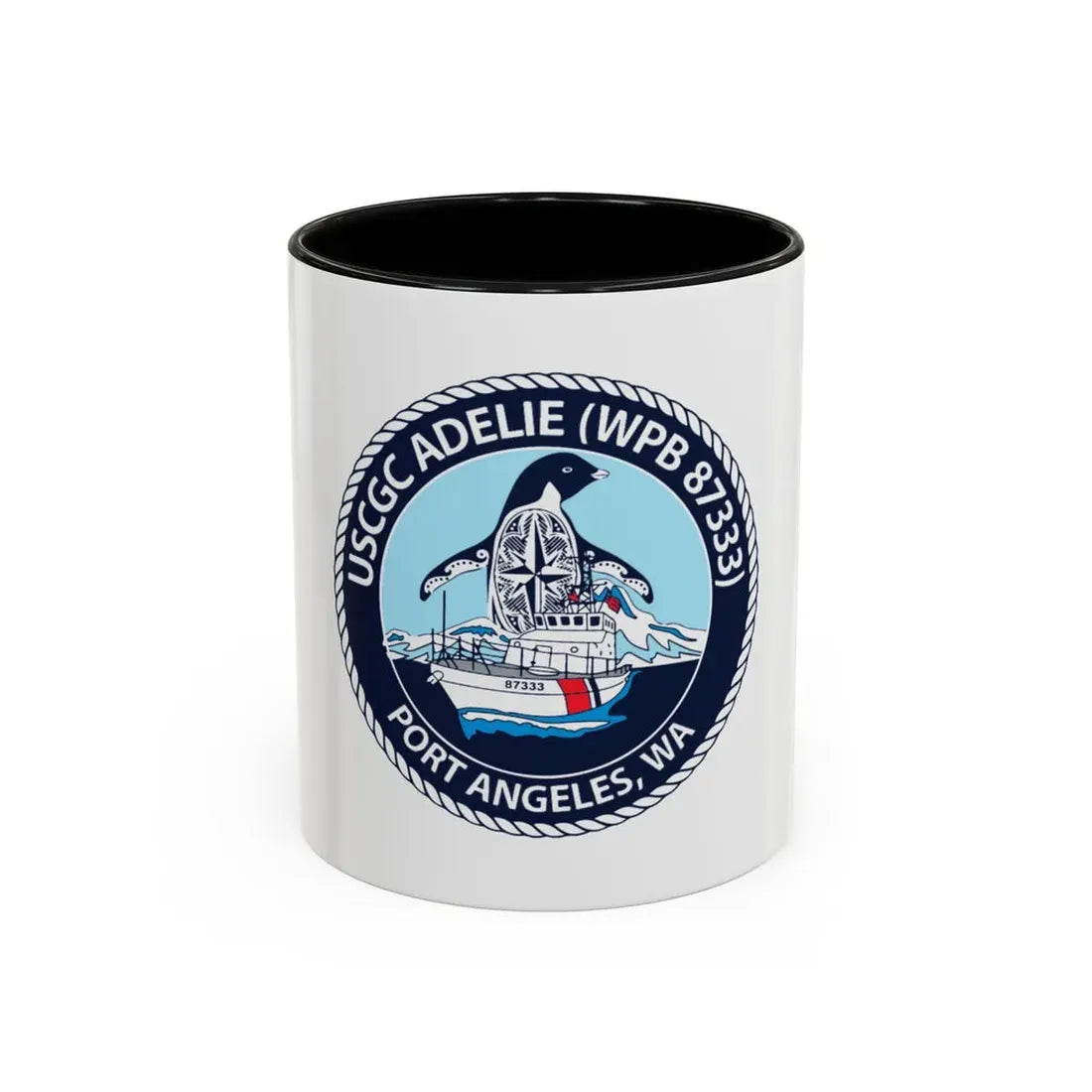USCGC Adelie (U.S. Coast Guard) Accent Coffee Mug 11oz Black - Go Mug Yourself