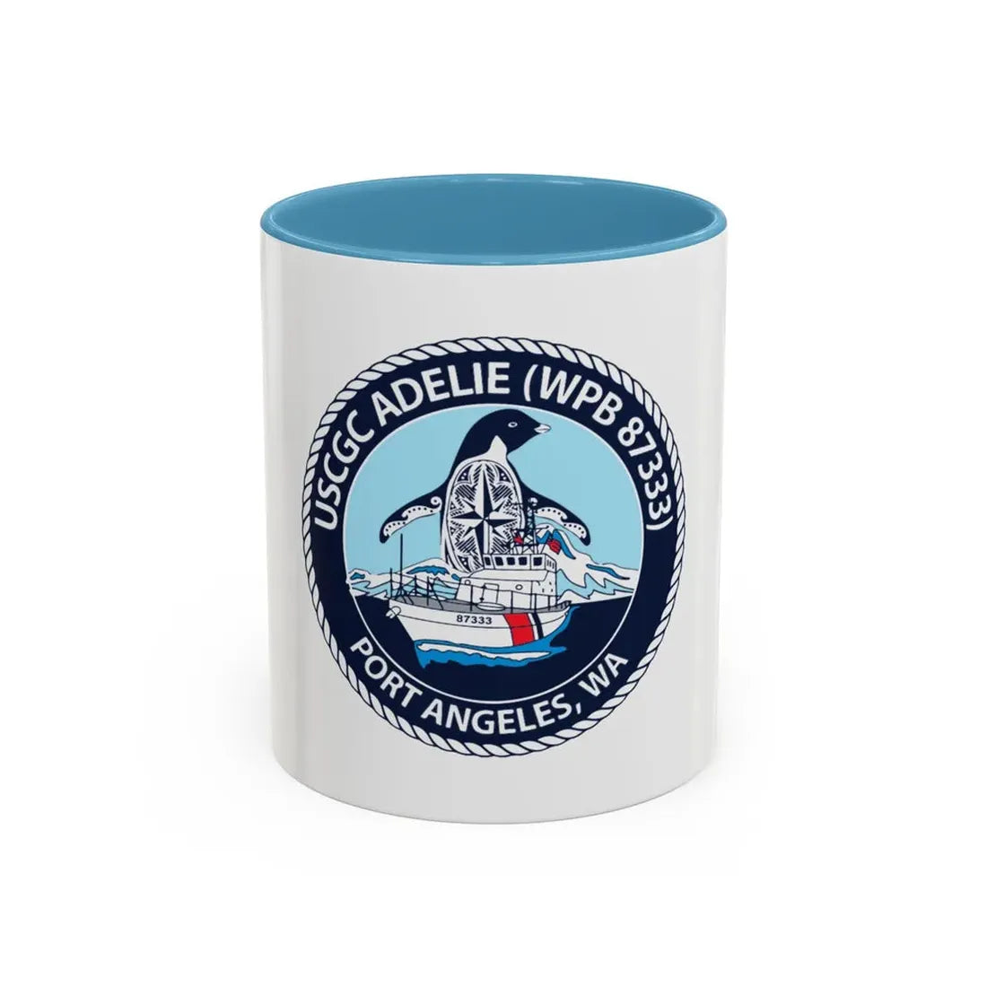 USCGC Adelie (U.S. Coast Guard) Accent Coffee Mug 11oz Light Blue - Go Mug Yourself