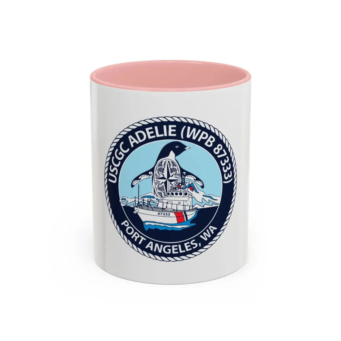USCGC Adelie (U.S. Coast Guard) Accent Coffee Mug 11oz Pink - Go Mug Yourself