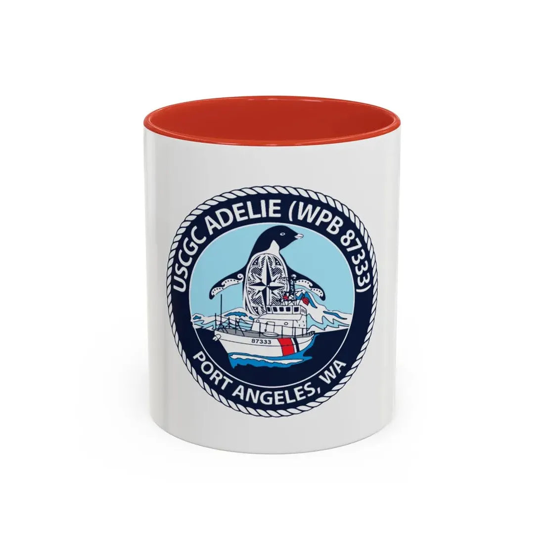 USCGC Adelie (U.S. Coast Guard) Accent Coffee Mug 11oz Red - Go Mug Yourself