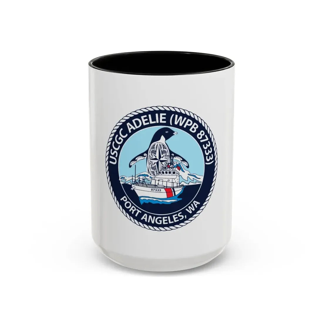 USCGC Adelie (U.S. Coast Guard) Accent Coffee Mug 15oz Black - Go Mug Yourself