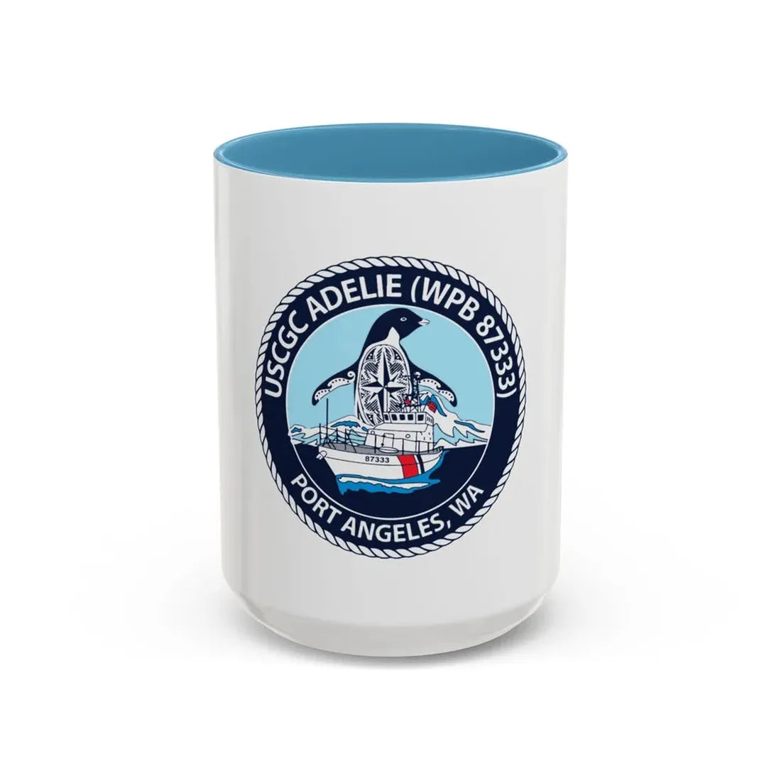 USCGC Adelie (U.S. Coast Guard) Accent Coffee Mug 15oz Light Blue - Go Mug Yourself