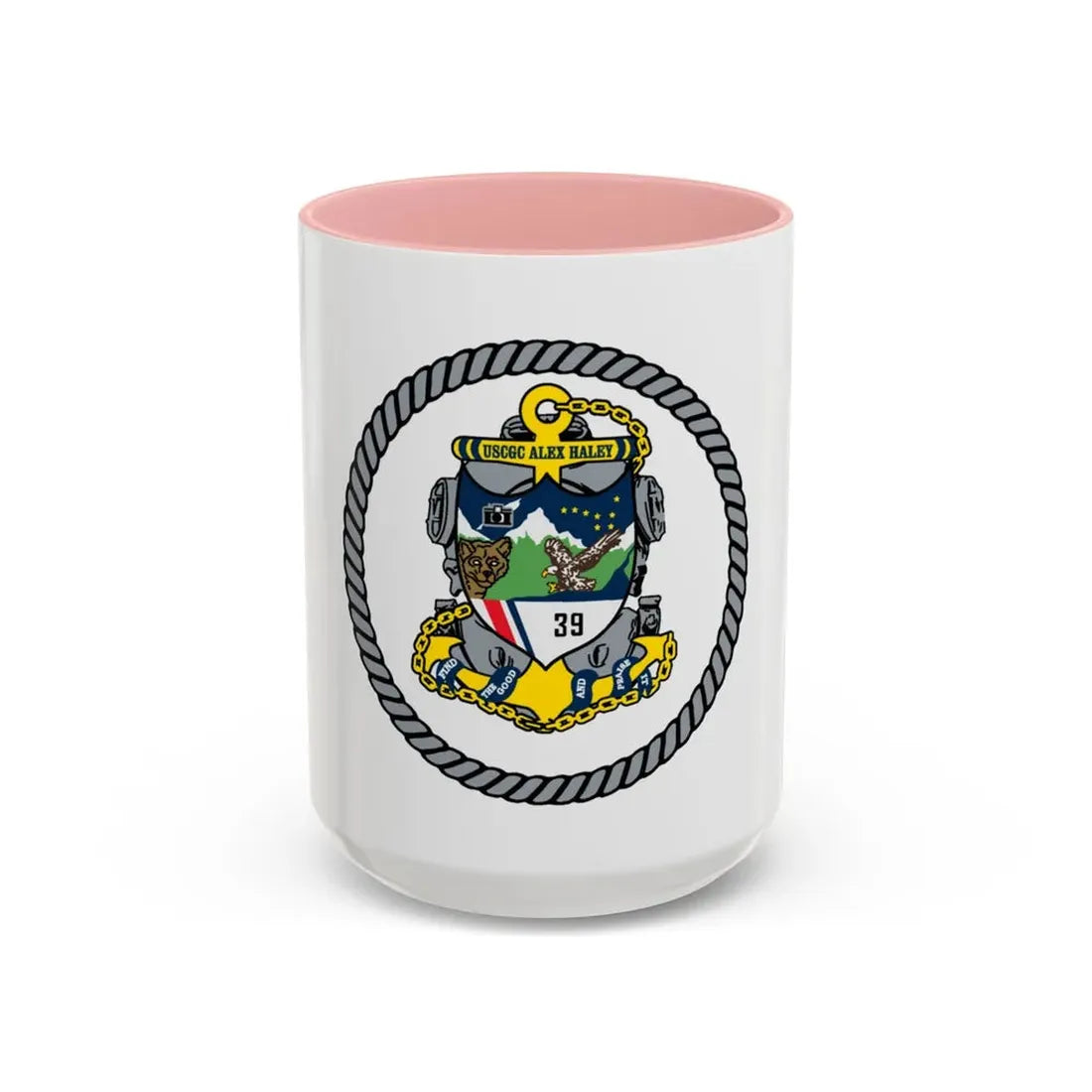 USCGC Alex Haley 39 (U.S. Coast Guard) Accent Coffee Mug 15oz Pink - Go Mug Yourself
