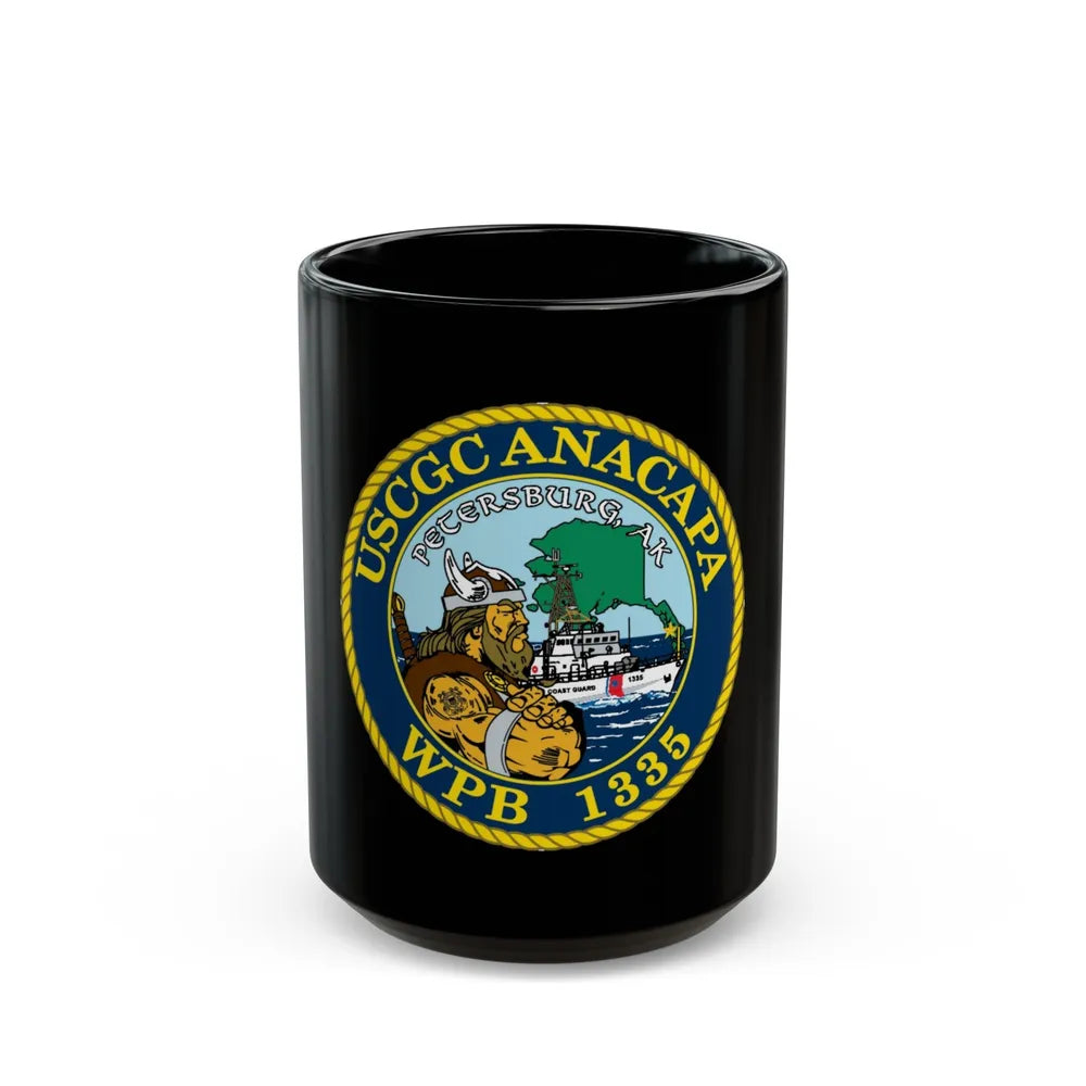 USCGC Anacapa WPB 1335 Petersburg AK (U.S. Coast Guard) Black Coffee Mug-15oz-Go Mug Yourself