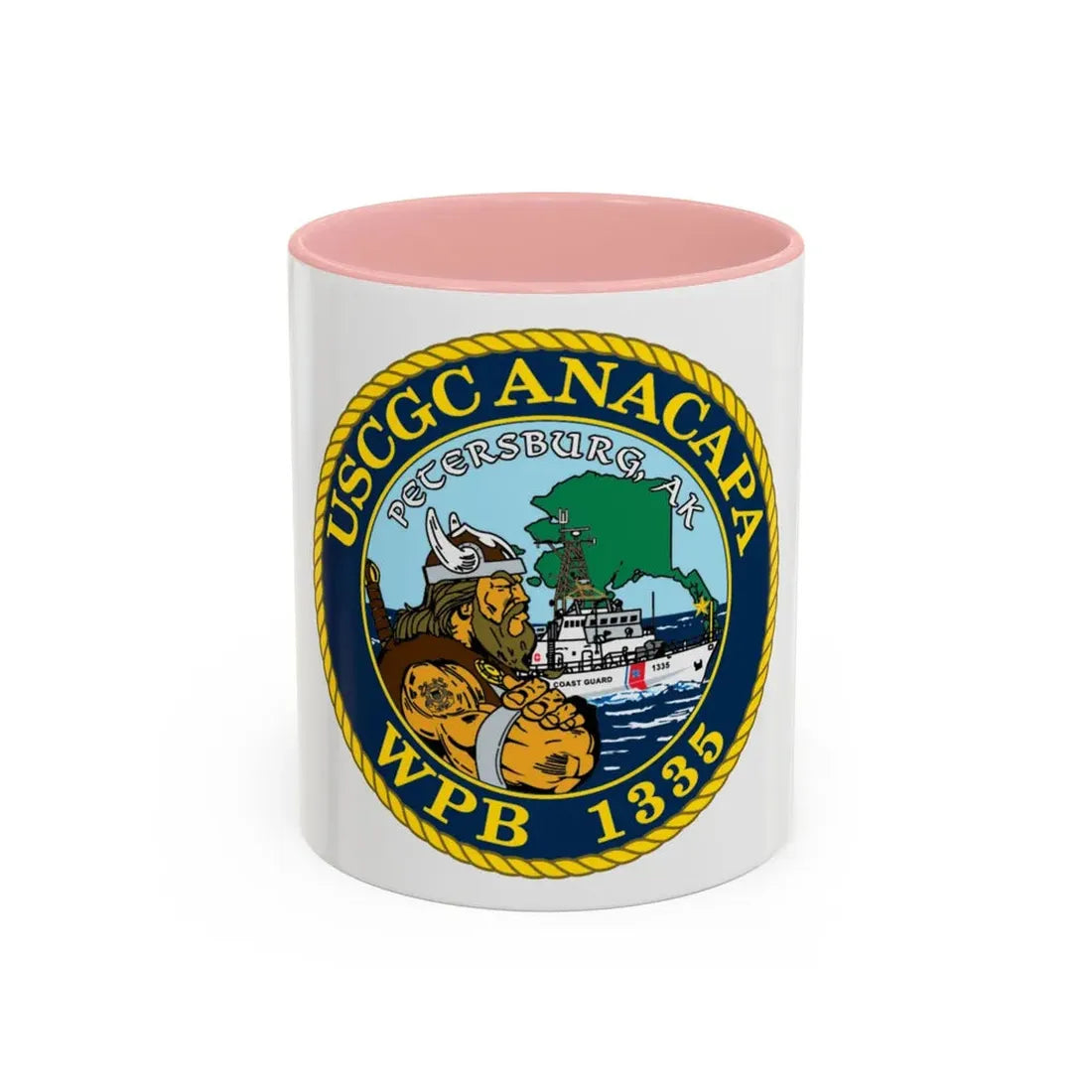 USCGC Anacapa WPB 1335 Petersburg AK (U.S. Coast Guard) Accent Coffee Mug 11oz Pink - Go Mug Yourself