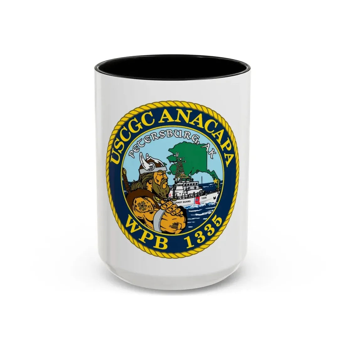 USCGC Anacapa WPB 1335 Petersburg AK (U.S. Coast Guard) Accent Coffee Mug 15oz Black - Go Mug Yourself