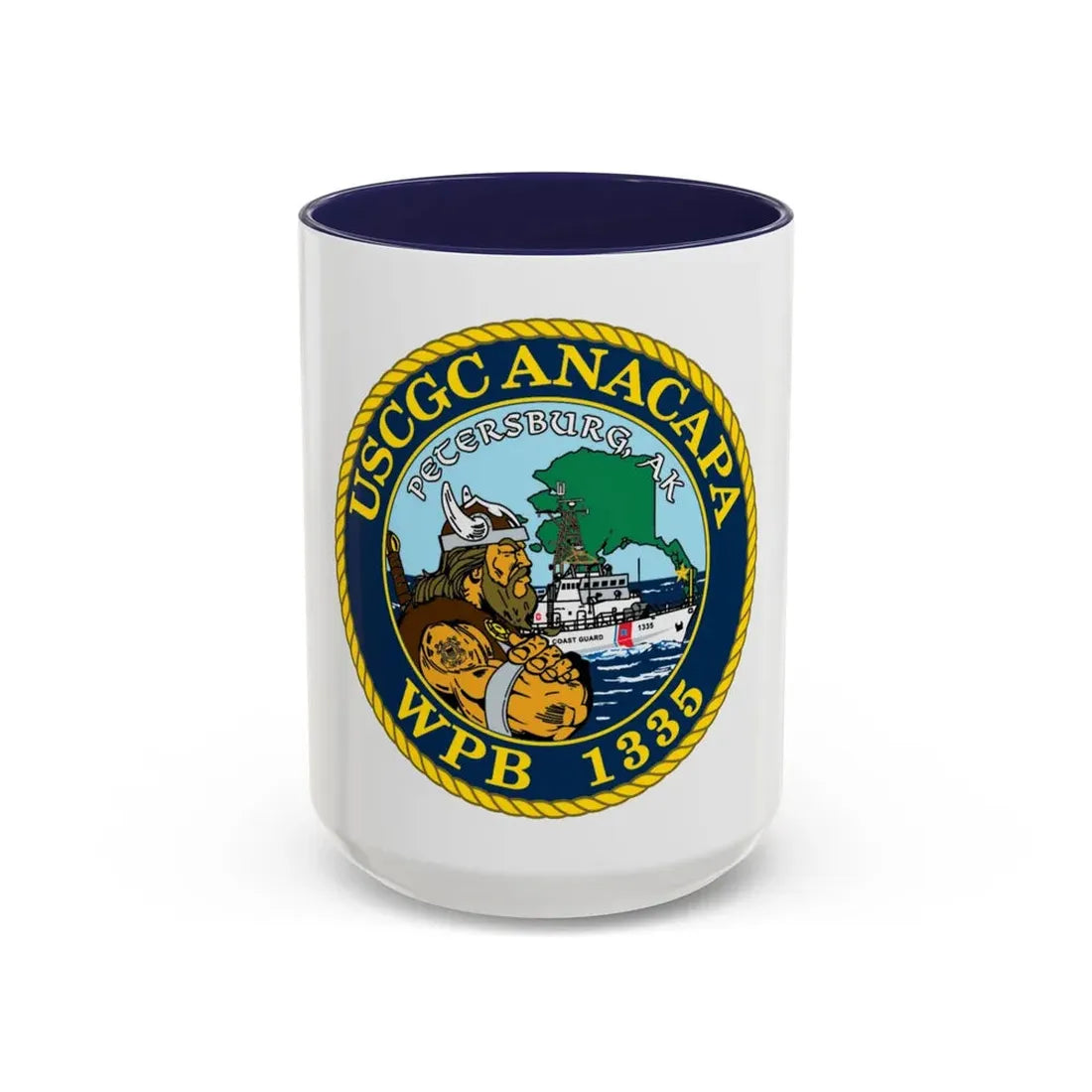 USCGC Anacapa WPB 1335 Petersburg AK (U.S. Coast Guard) Accent Coffee Mug 15oz Navy - Go Mug Yourself