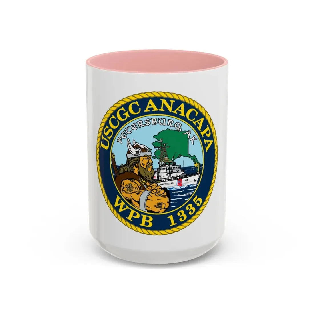 USCGC Anacapa WPB 1335 Petersburg AK (U.S. Coast Guard) Accent Coffee Mug 15oz Pink - Go Mug Yourself