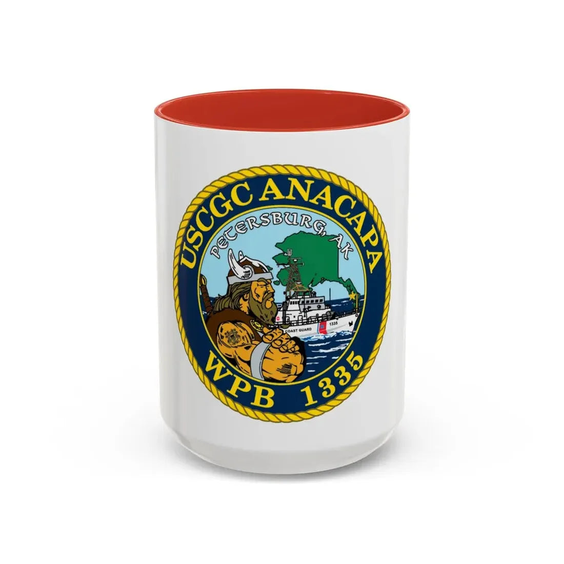 USCGC Anacapa WPB 1335 Petersburg AK (U.S. Coast Guard) Accent Coffee Mug 15oz Red - Go Mug Yourself
