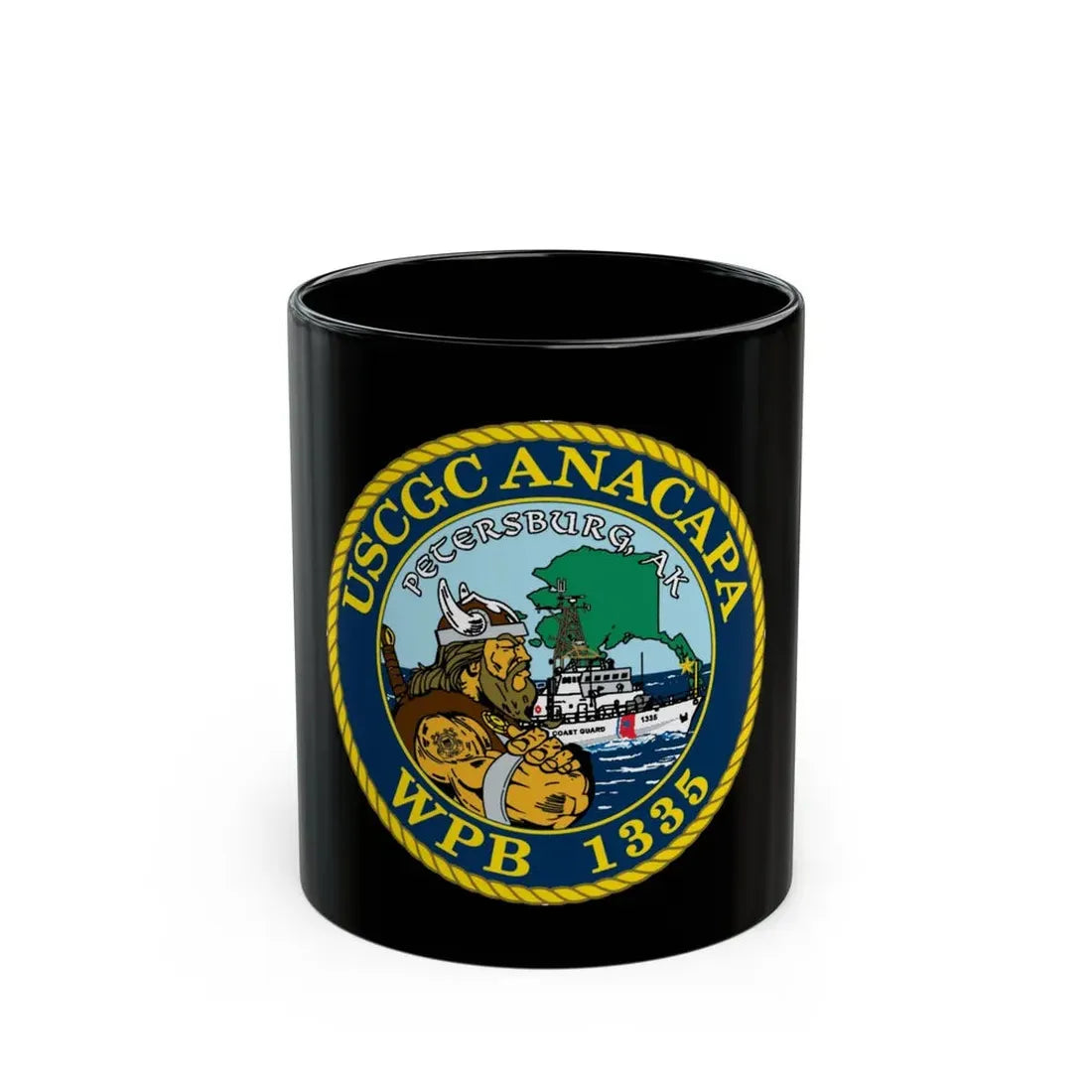 USCGC Anacapa WPB 1335 Petersburg AK (U.S. Coast Guard) Black Coffee Mug 11oz - Go Mug Yourself