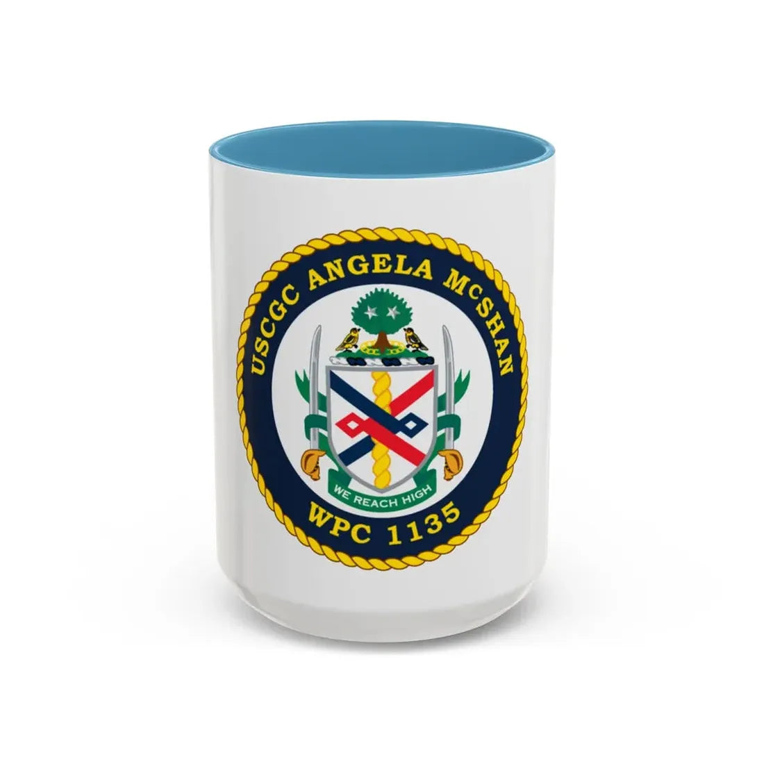 USCGC ANGELA McSHAN WPC 1135 (U.S. Coast Guard) Accent Coffee Mug 15oz Light Blue - Go Mug Yourself