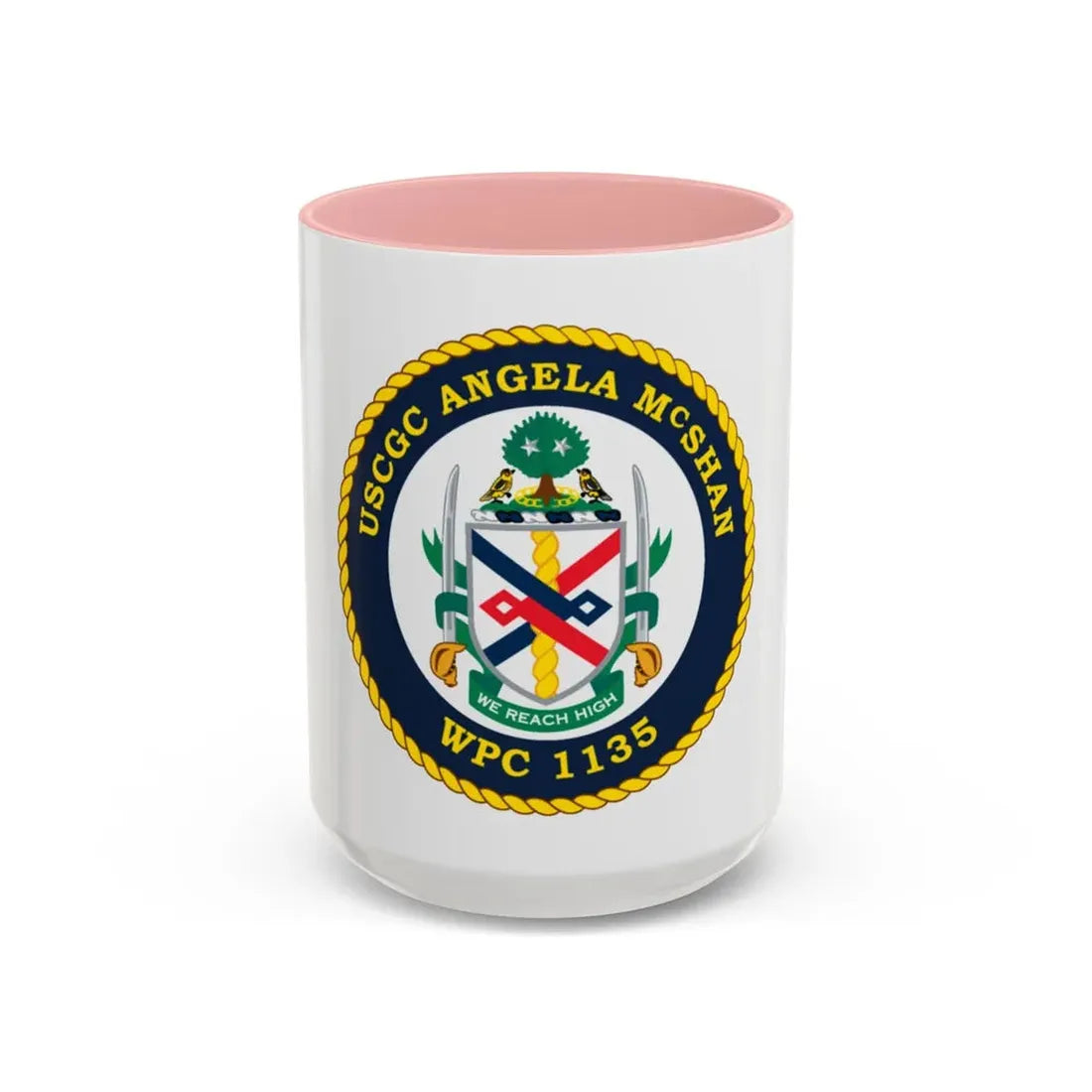 USCGC ANGELA McSHAN WPC 1135 (U.S. Coast Guard) Accent Coffee Mug 15oz Pink - Go Mug Yourself