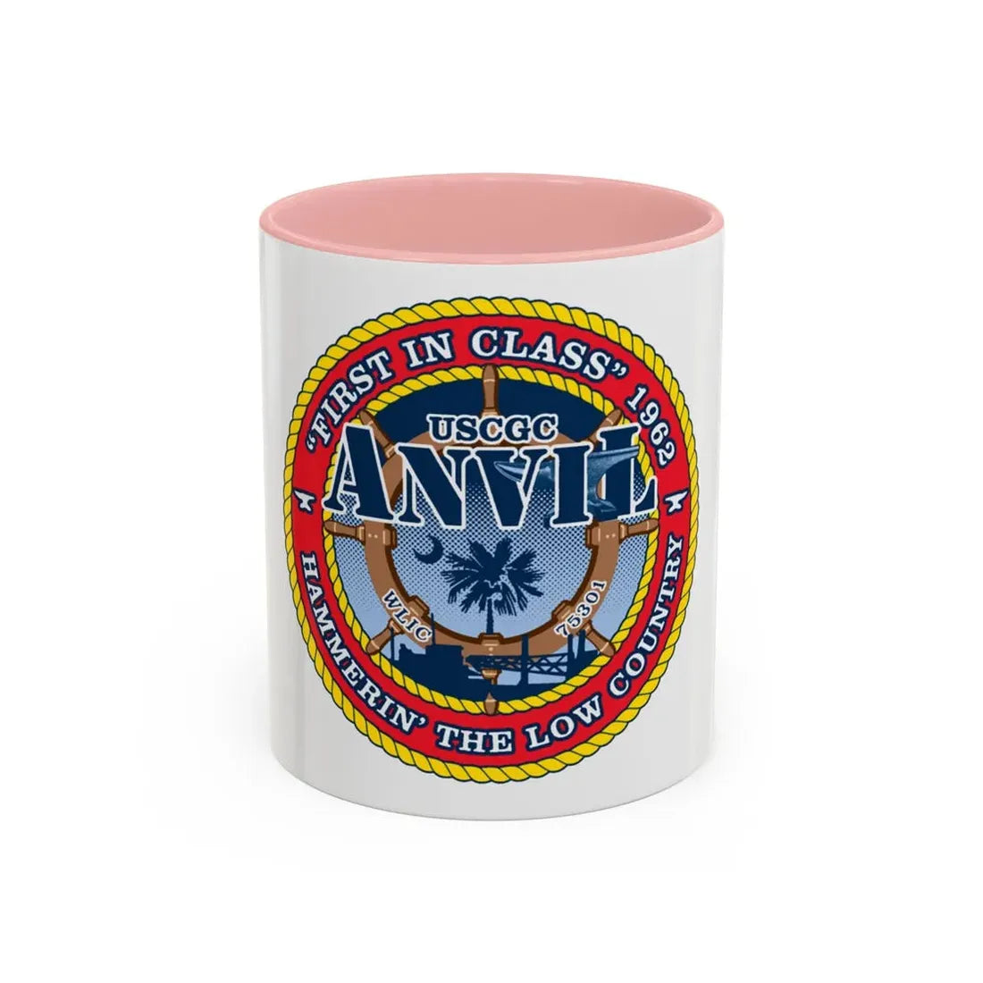 USCGC Anvil WLIC 75301 (U.S. Coast Guard) Accent Coffee Mug 11oz Pink - Go Mug Yourself