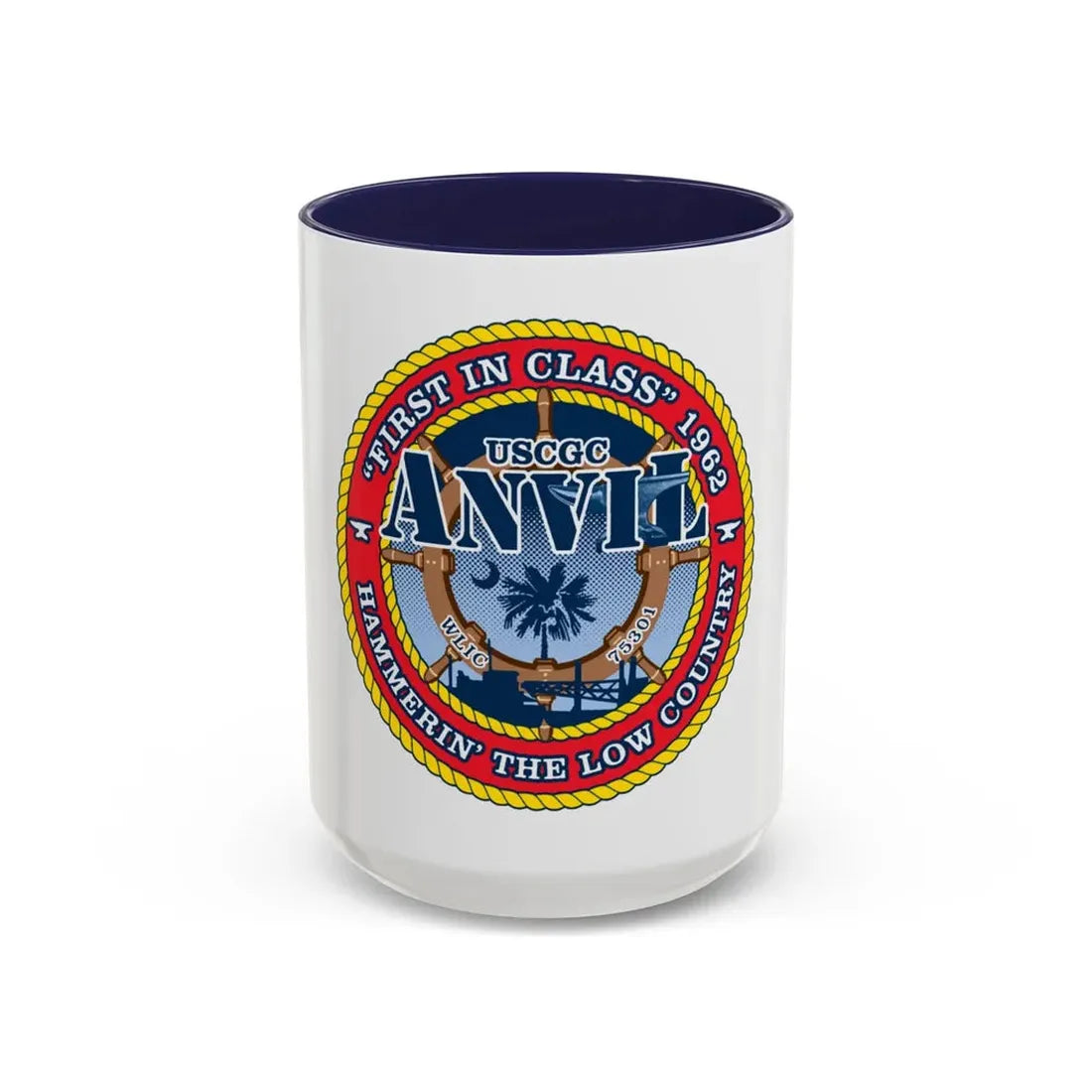 USCGC Anvil WLIC 75301 (U.S. Coast Guard) Accent Coffee Mug 15oz Navy - Go Mug Yourself
