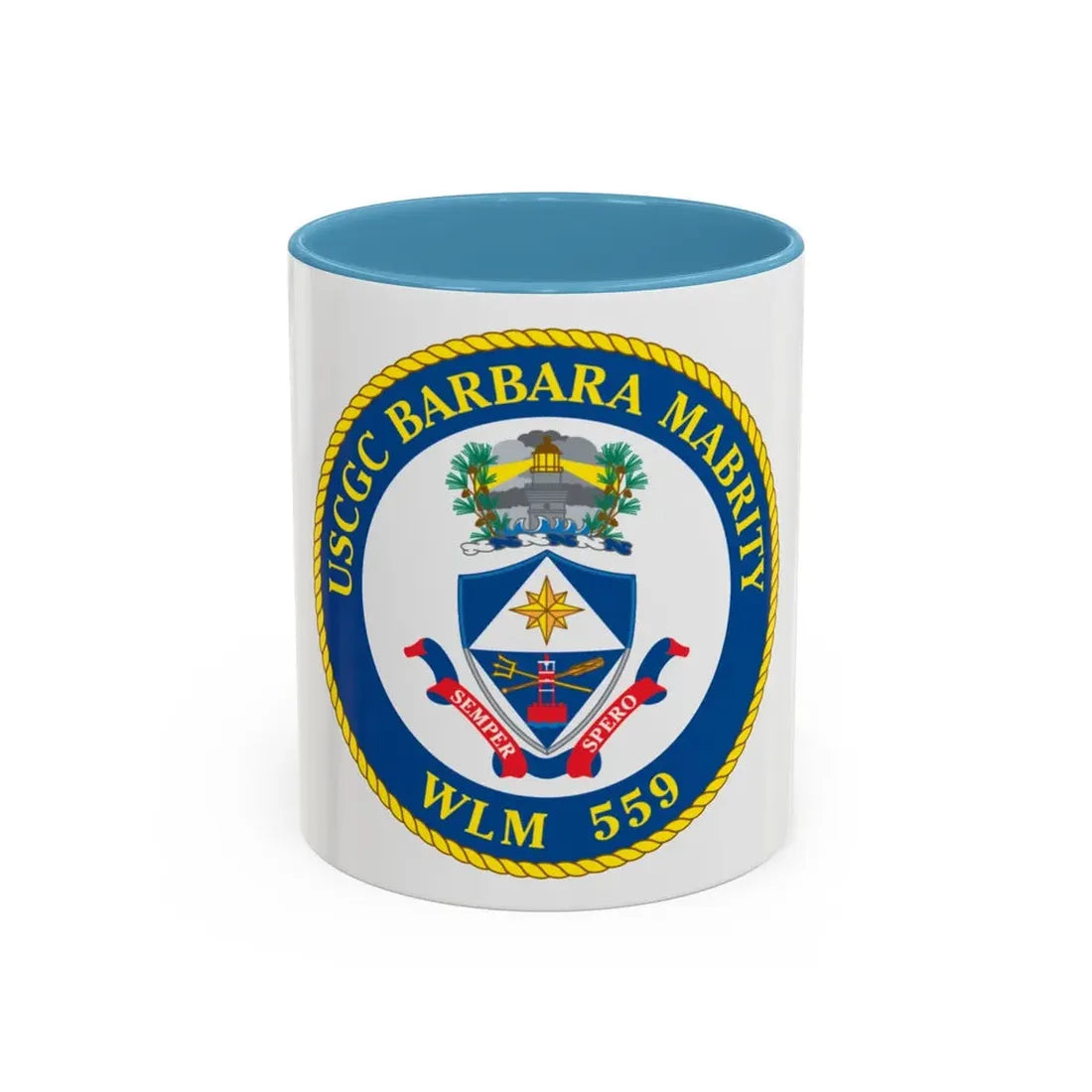 USCGC Barbara Mabrity WLM 559 (U.S. Coast Guard) Accent Coffee Mug 11oz Light Blue - Go Mug Yourself