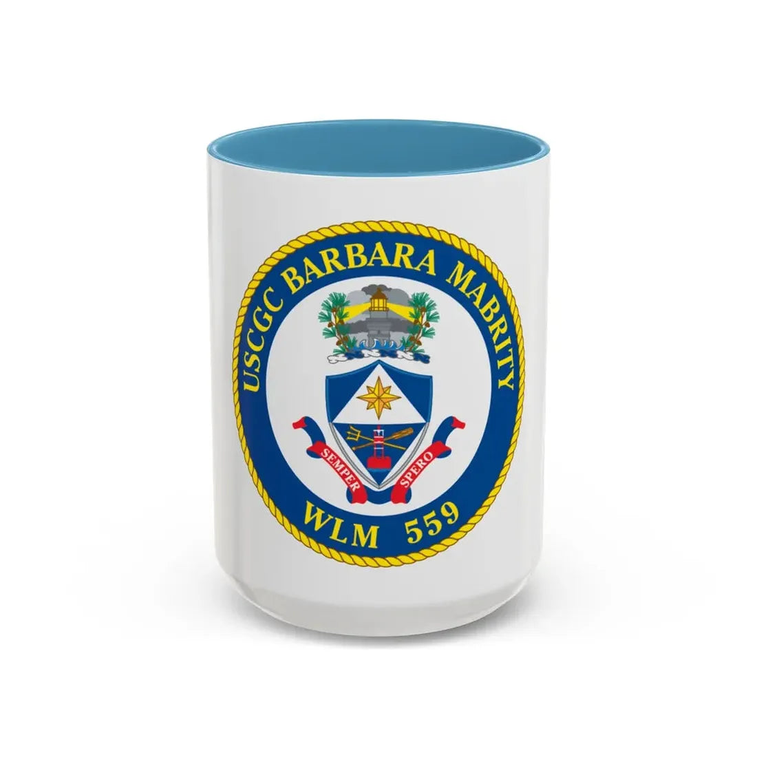 USCGC Barbara Mabrity WLM 559 (U.S. Coast Guard) Accent Coffee Mug 15oz Light Blue - Go Mug Yourself