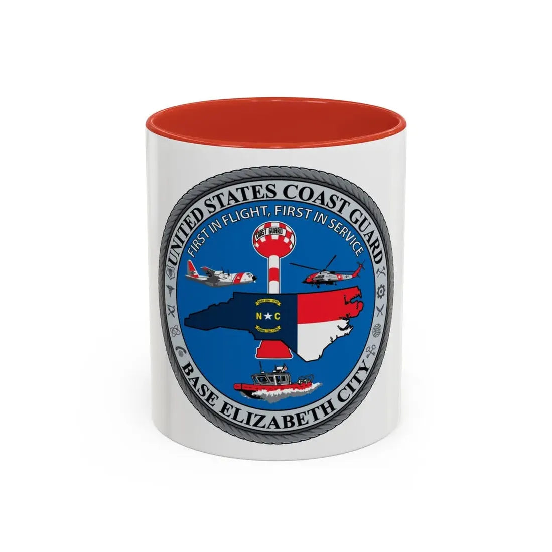USCGC Base Elizabeth City (U.S. Coast Guard) Accent Coffee Mug 11oz Red - Go Mug Yourself