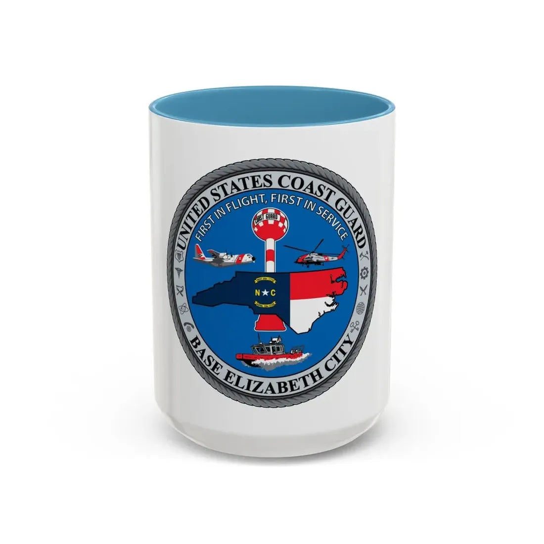USCGC Base Elizabeth City (U.S. Coast Guard) Accent Coffee Mug 15oz Light Blue - Go Mug Yourself