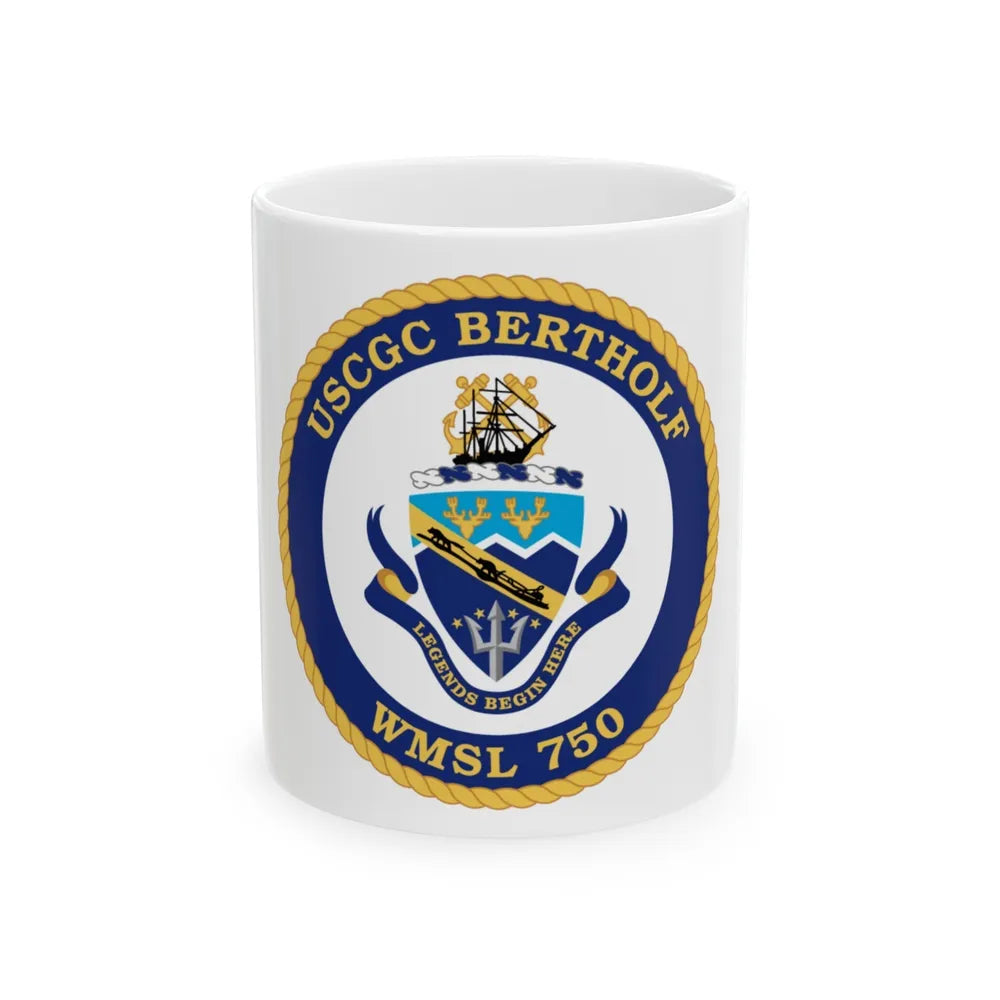 USCGC Bertholf WMSL 750 (U.S. Coast Guard) White Coffee Mug-11oz-Go Mug Yourself