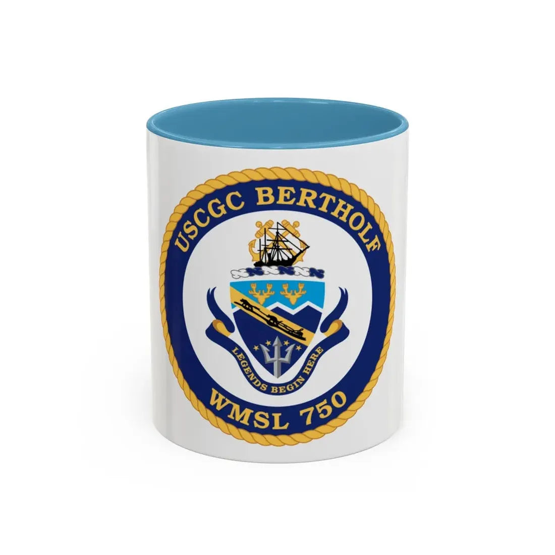 USCGC Bertholf WMSL 750 (U.S. Coast Guard) Accent Coffee Mug 11oz Light Blue - Go Mug Yourself
