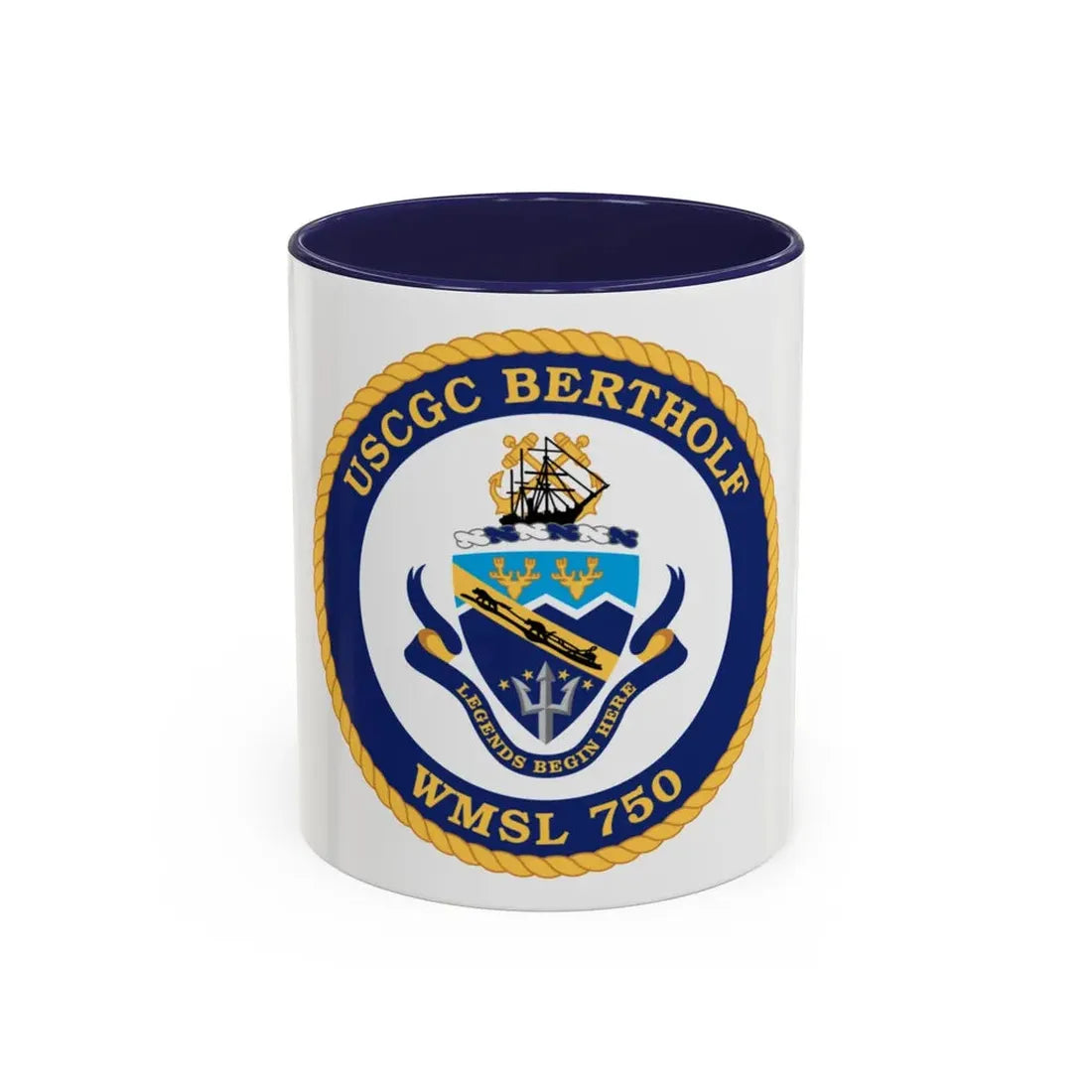 USCGC Bertholf WMSL 750 (U.S. Coast Guard) Accent Coffee Mug 11oz Navy - Go Mug Yourself