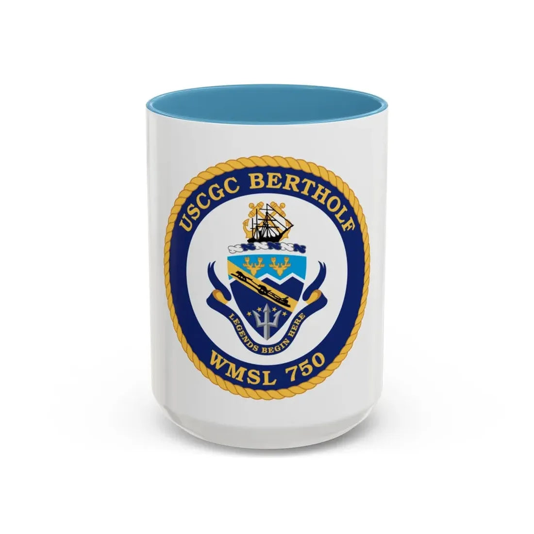 USCGC Bertholf WMSL 750 (U.S. Coast Guard) Accent Coffee Mug 15oz Light Blue - Go Mug Yourself