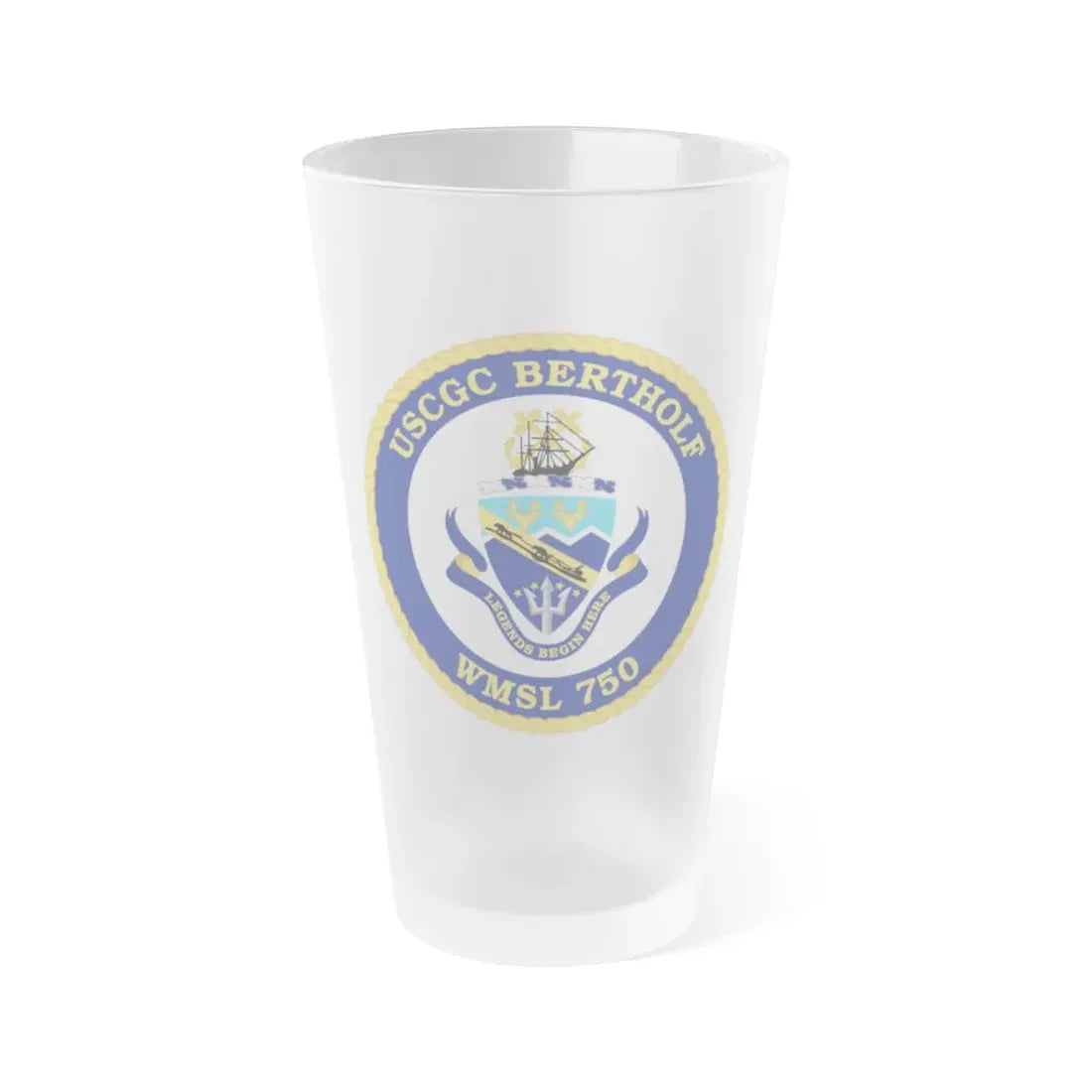 USCGC Bertholf WMSL 750 (U.S. Coast Guard) Frosted Pint Glass 16oz Default Title - Go Mug Yourself
