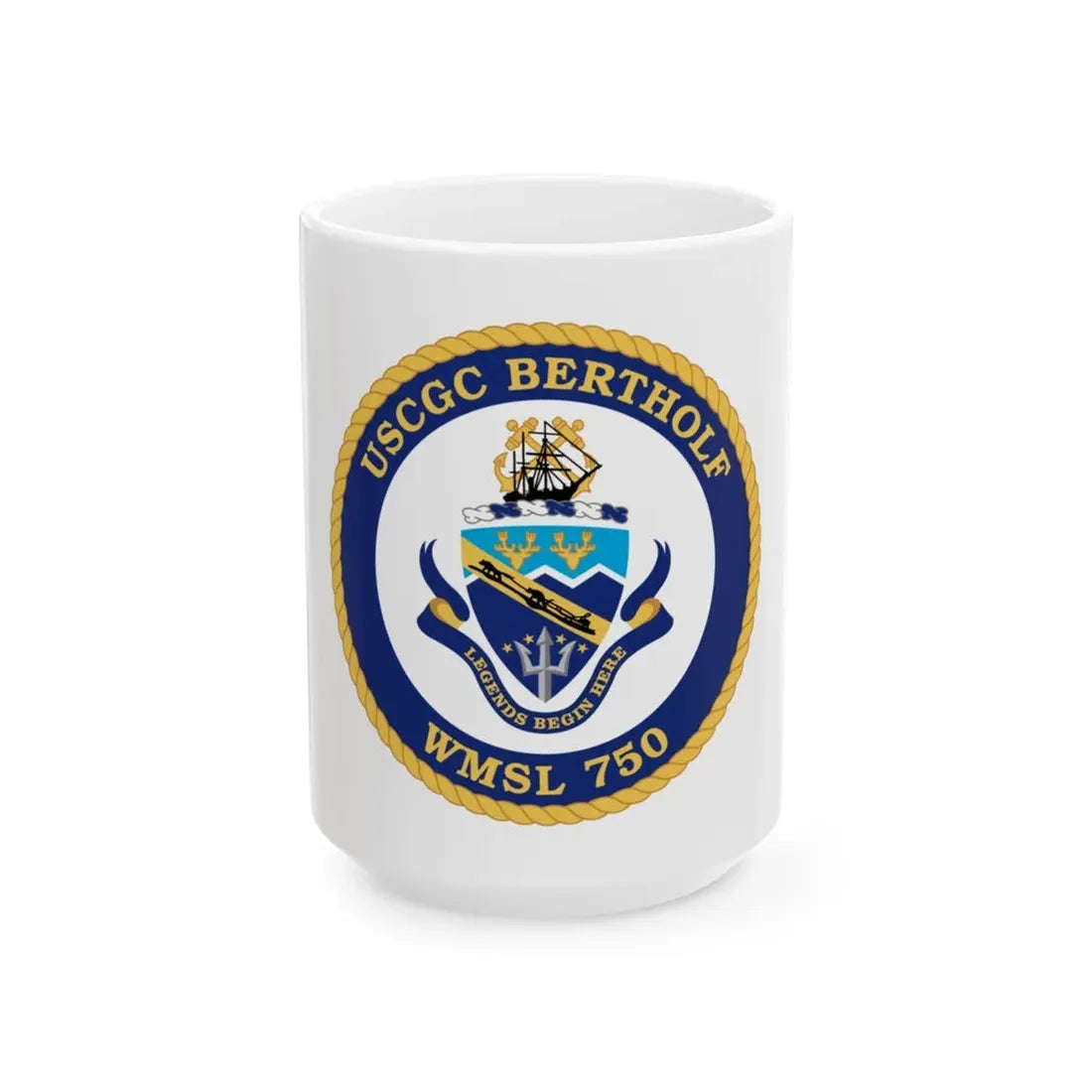 USCGC Bertholf WMSL 750 (U.S. Coast Guard) White Coffee Mug 15oz - Go Mug Yourself