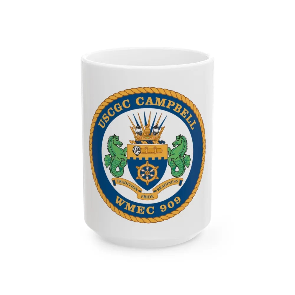 USCGC Campbell WMEC 909 (U.S. Coast Guard) White Coffee Mug-15oz-Go Mug Yourself