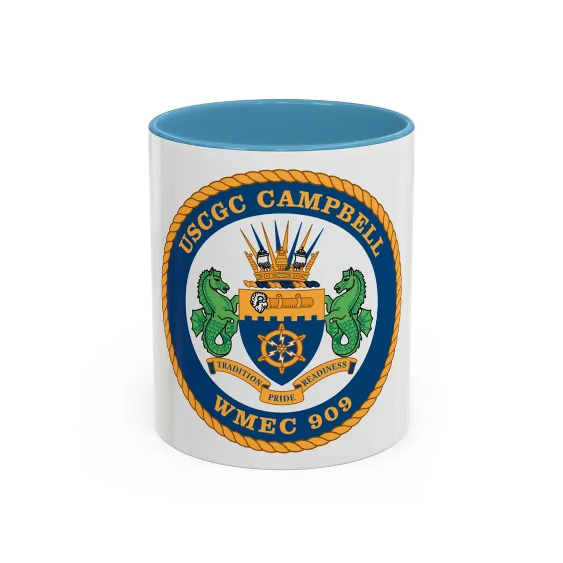 USCGC Campbell WMEC 909 (U.S. Coast Guard) Accent Coffee Mug 11oz Light Blue - Go Mug Yourself