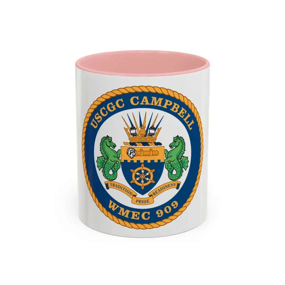 USCGC Campbell WMEC 909 (U.S. Coast Guard) Accent Coffee Mug 11oz Pink - Go Mug Yourself