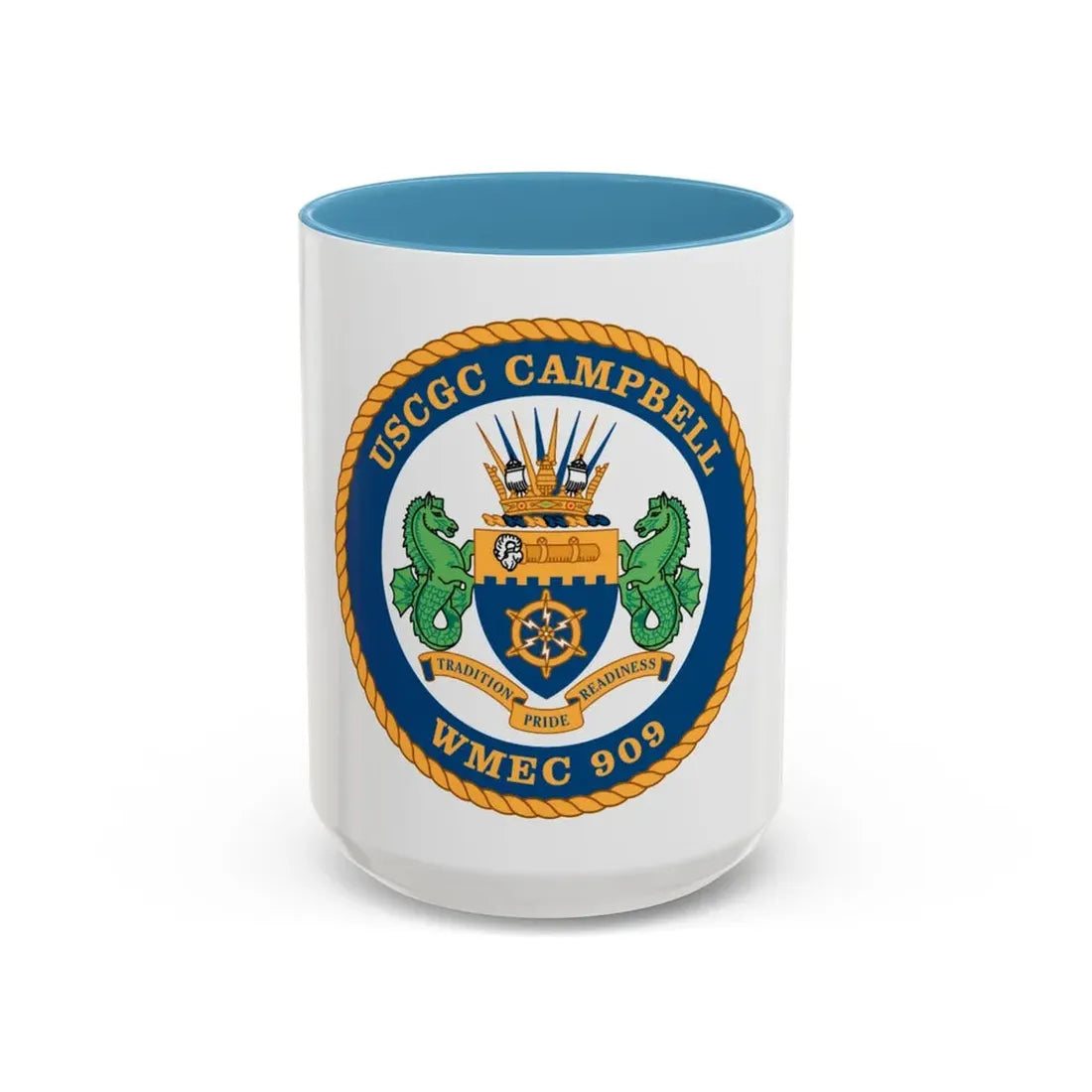 USCGC Campbell WMEC 909 (U.S. Coast Guard) Accent Coffee Mug 15oz Light Blue - Go Mug Yourself