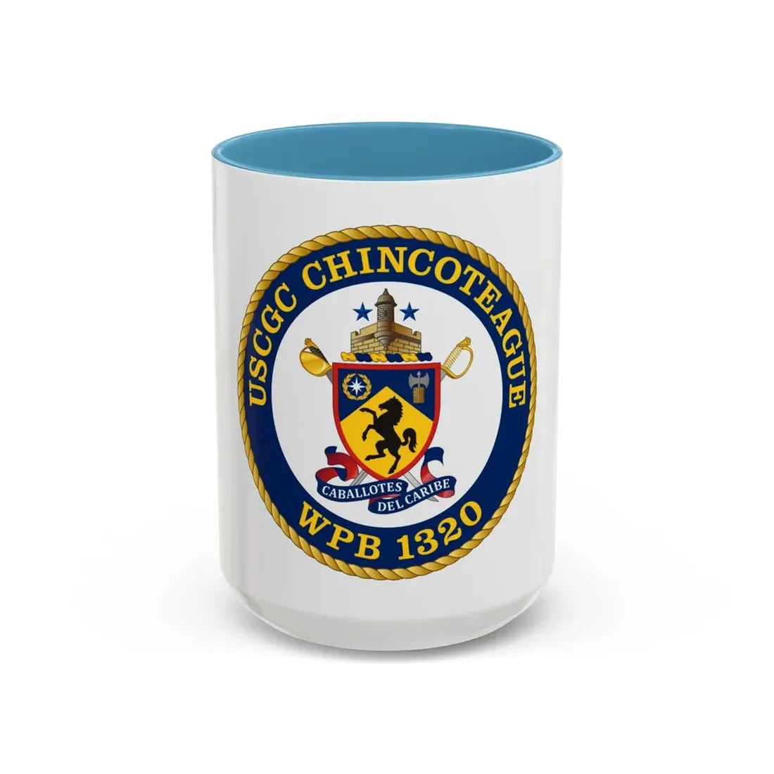 USCGC Chincoteague WPB 1320 (U.S. Coast Guard) Accent Coffee Mug 15oz Light Blue - Go Mug Yourself