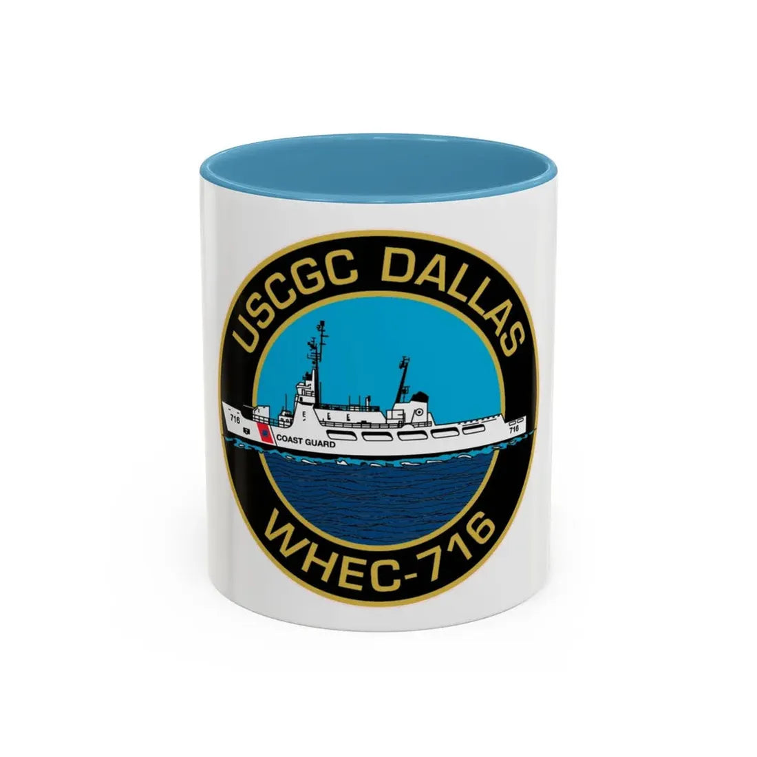 USCGC Dallas WHEC 716 2 (U.S. Coast Guard) Accent Coffee Mug 11oz Light Blue - Go Mug Yourself