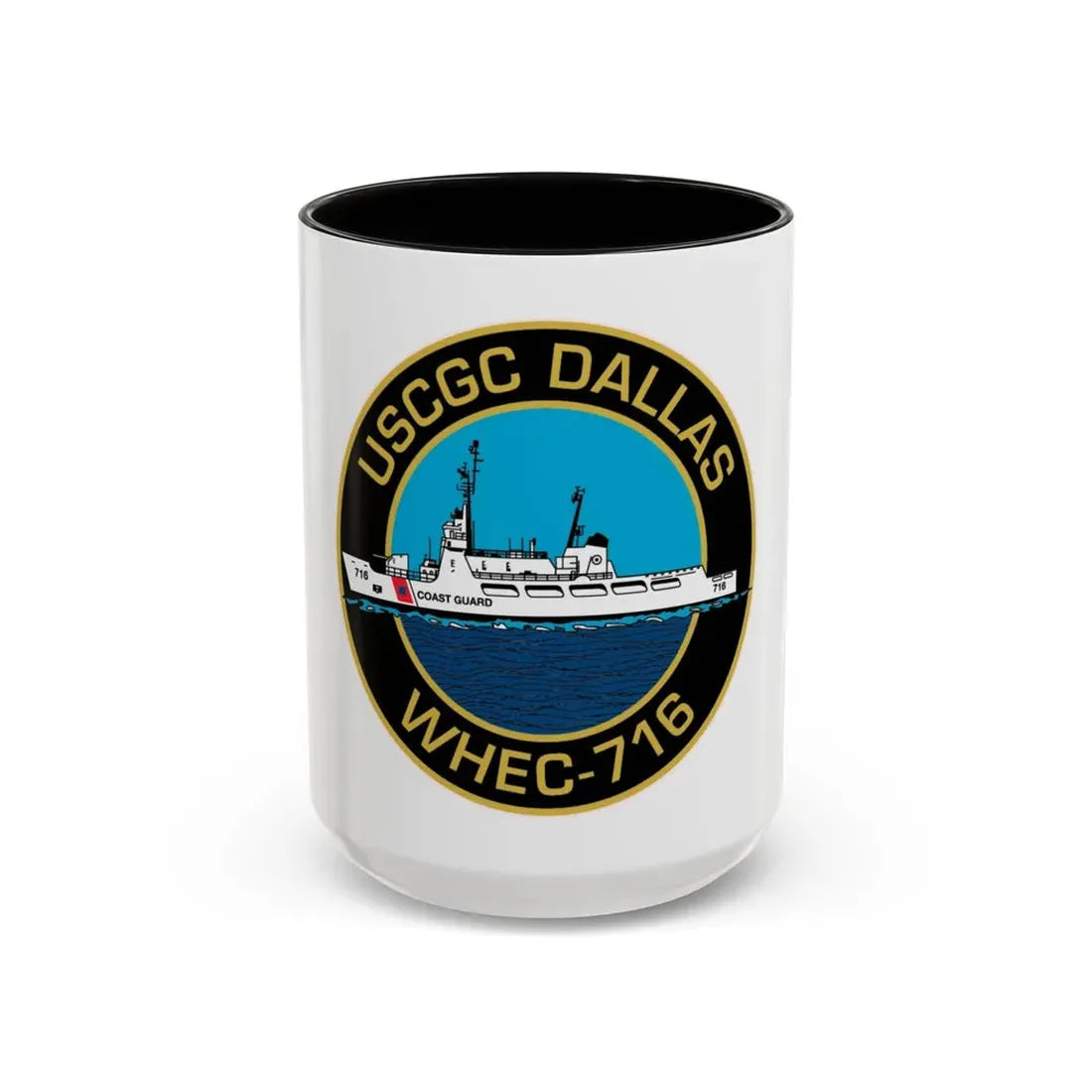 USCGC Dallas WHEC 716 2 (U.S. Coast Guard) Accent Coffee Mug 15oz Black - Go Mug Yourself