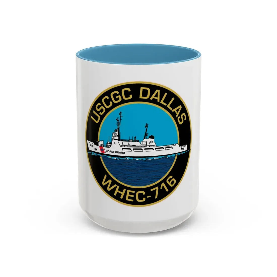 USCGC Dallas WHEC 716 2 (U.S. Coast Guard) Accent Coffee Mug 15oz Light Blue - Go Mug Yourself