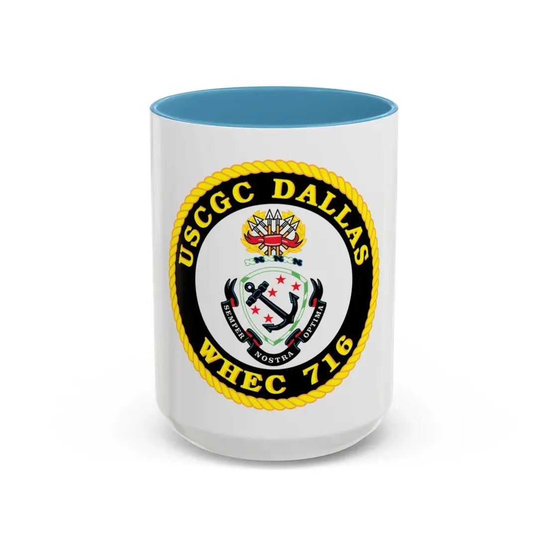USCGC Dallas WHEC 716 (U.S. Coast Guard) Accent Coffee Mug 15oz Light Blue - Go Mug Yourself