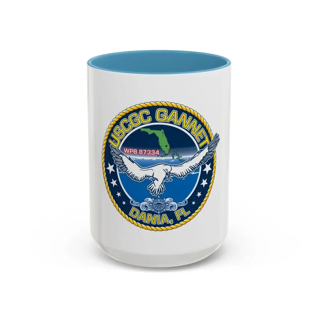 USCGC Gannet Dania FL (U.S. Coast Guard) Accent Coffee Mug 15oz Light Blue - Go Mug Yourself