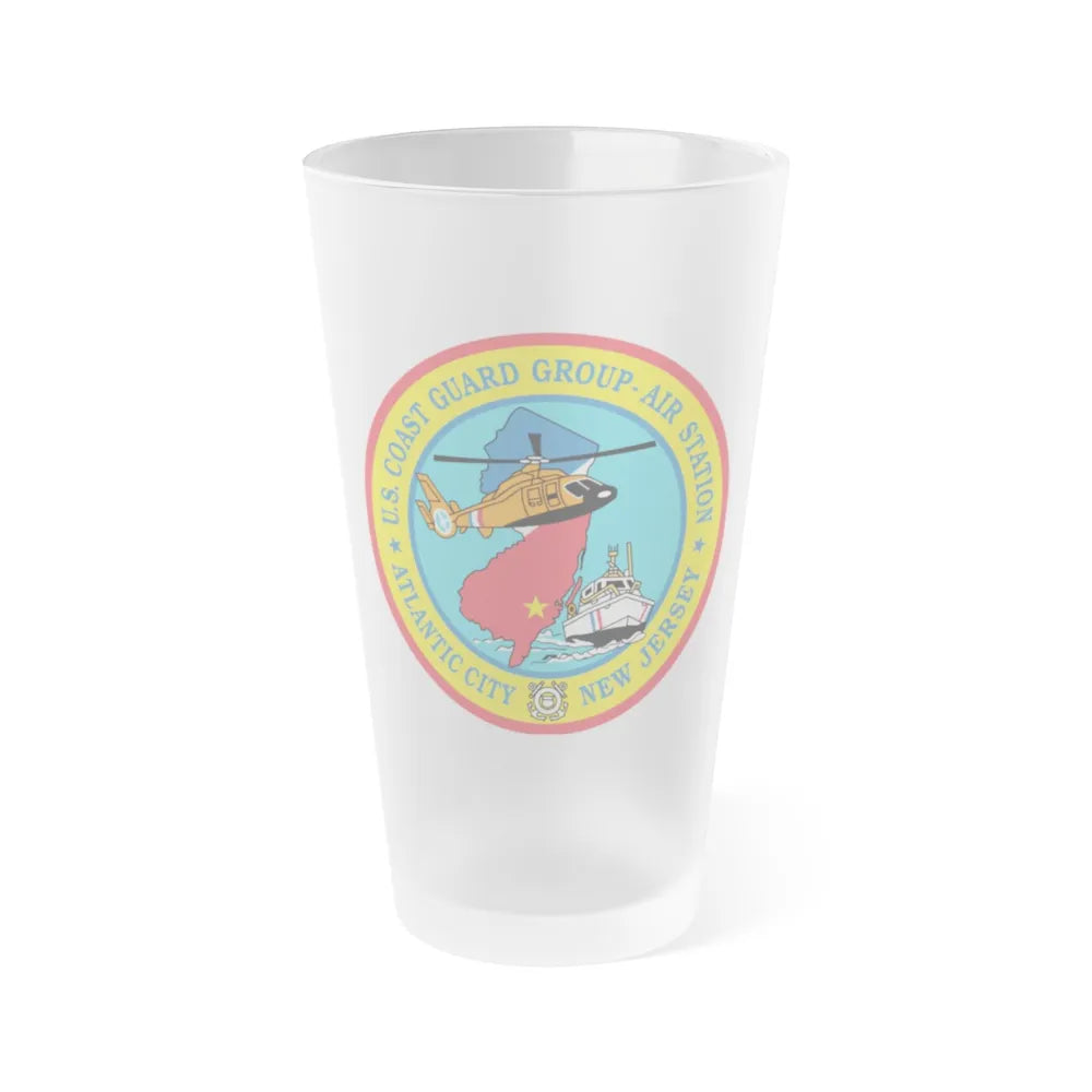 USCGC Group Air Station Atlantic City NJ (U.S. Coast Guard) Frosted Pint Glass 16oz-Go Mug Yourself