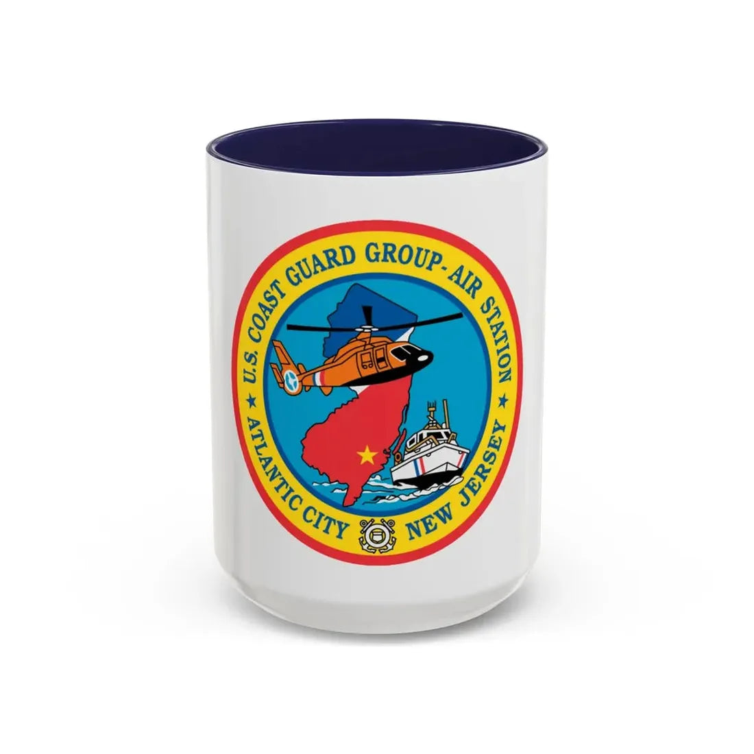 USCGC Group Air Station Atlantic City NJ (U.S. Coast Guard) Accent Coffee Mug 15oz Navy - Go Mug Yourself