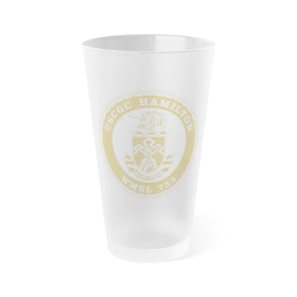 USCGC Hamilton WMSL 753 GOLD (U.S. Coast Guard) Frosted Pint Glass 16oz-Go Mug Yourself